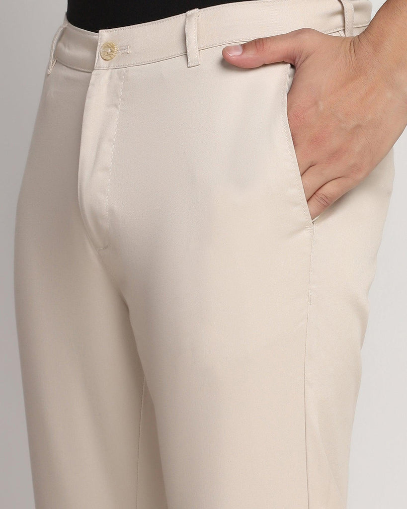 Temptech Slim Comfort Casual Beige Solid Khakis - Henry