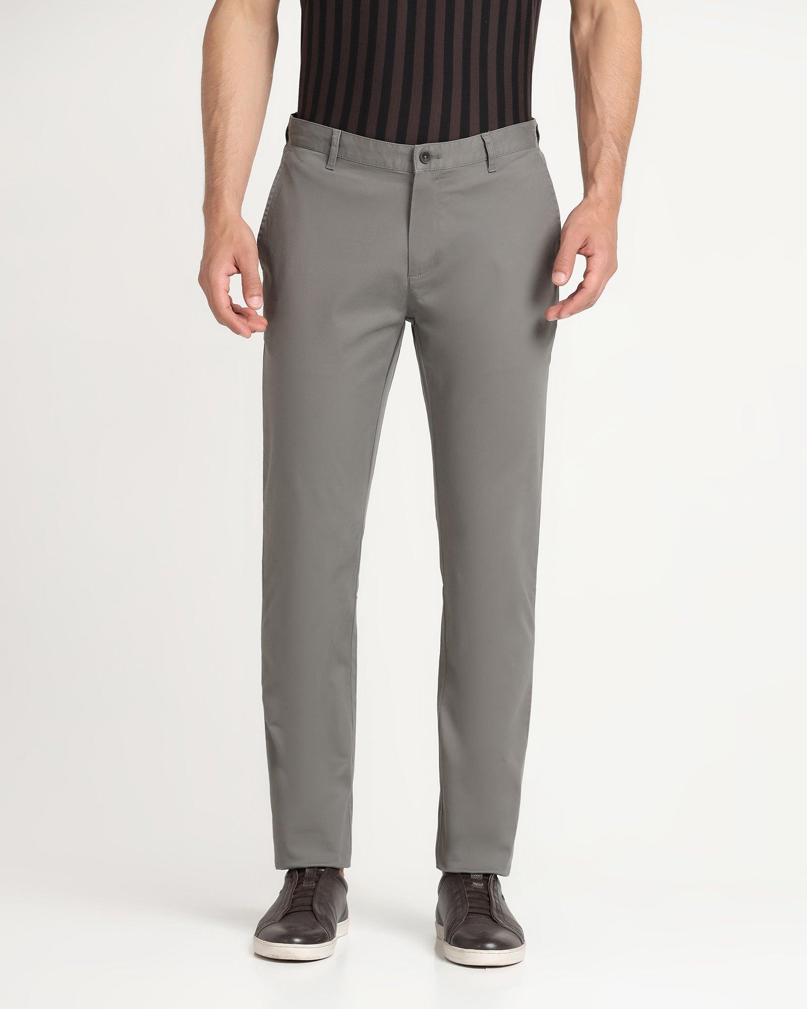 Slim Comfort B-95 Casual Dark Grey Solid Khakis - Lab - Blackberrys