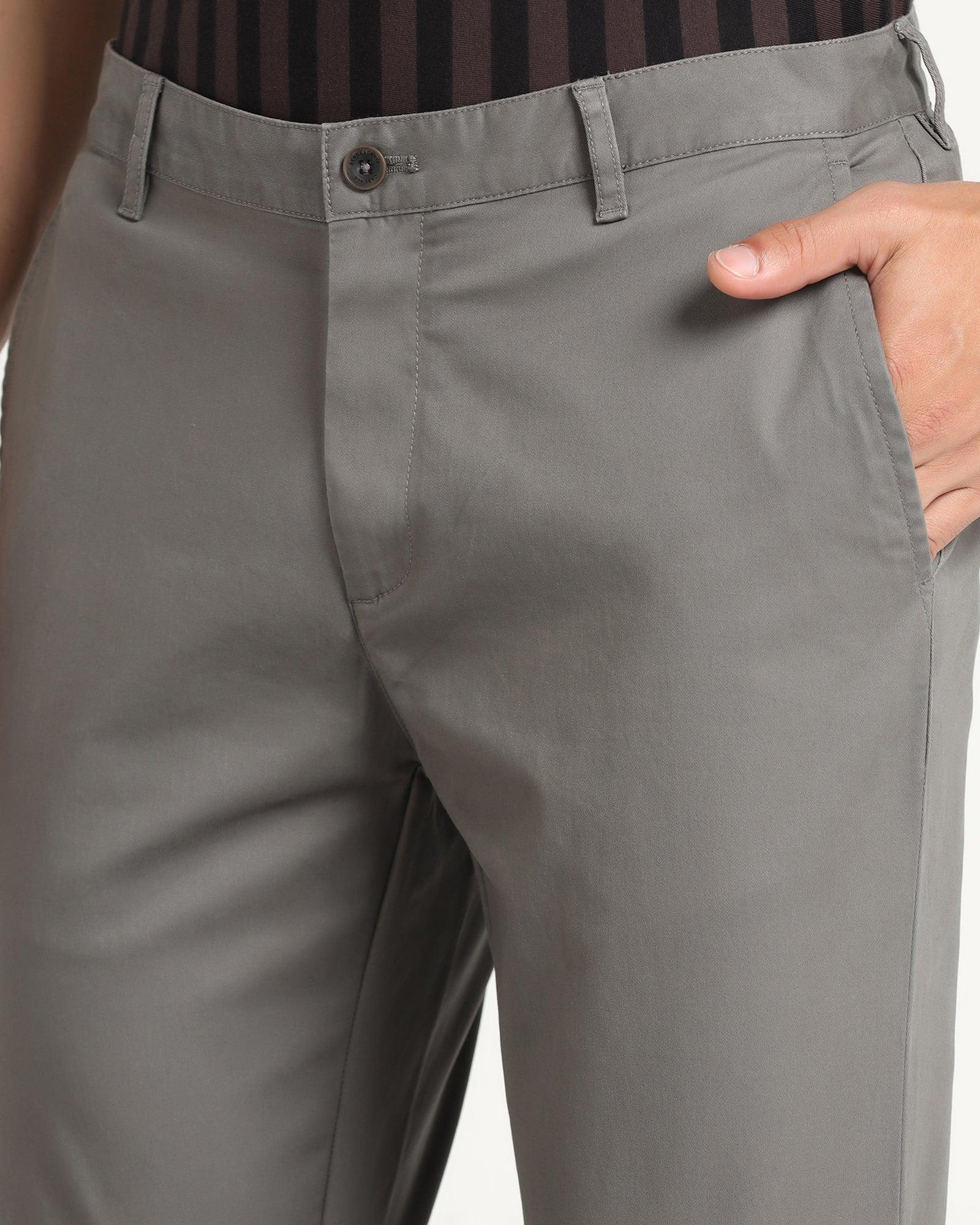 Slim Comfort B-95 Casual Dark Grey Solid Khakis - Lab - Blackberrys