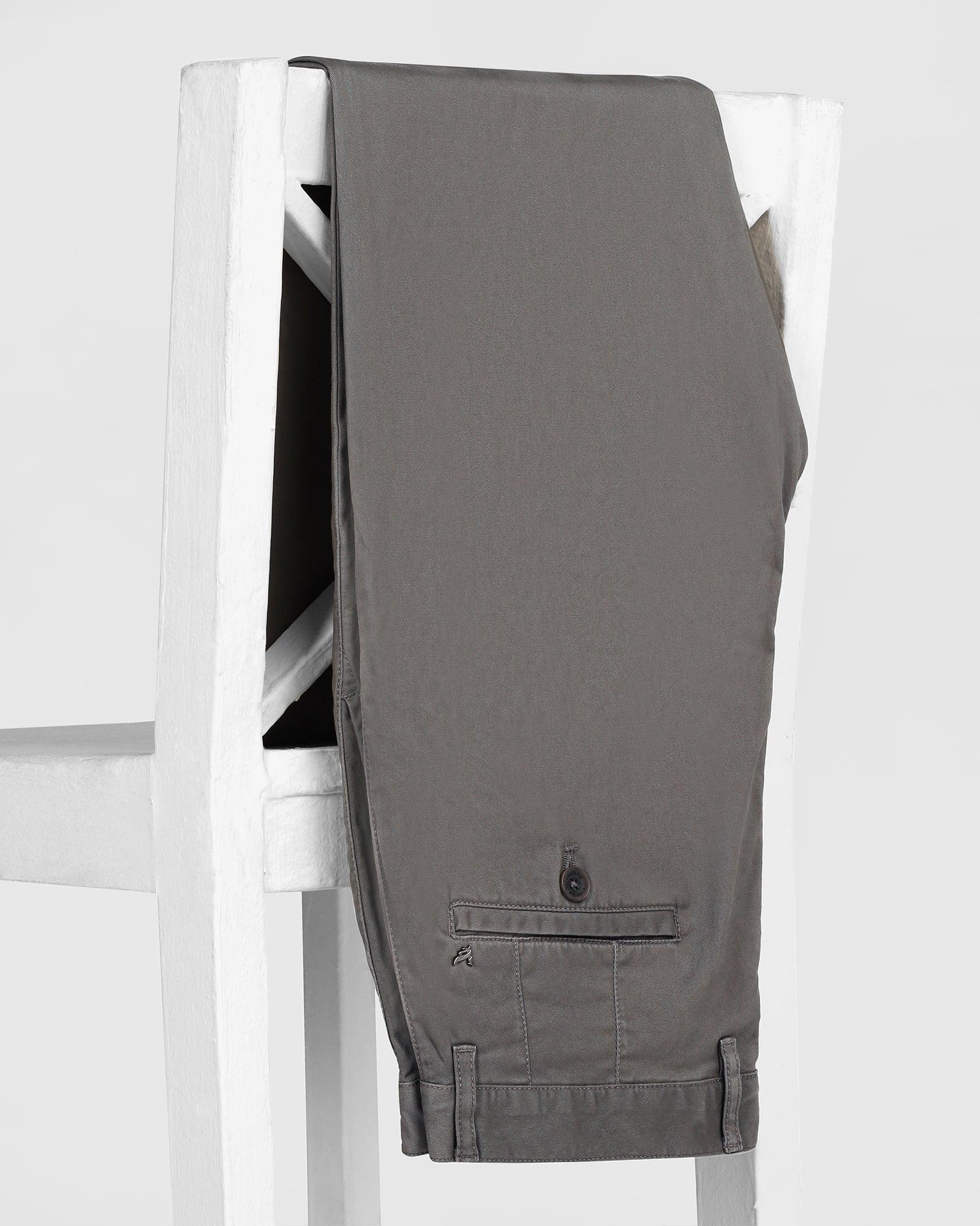 Slim Comfort B-95 Casual Dark Grey Solid Khakis - Lab - Blackberrys