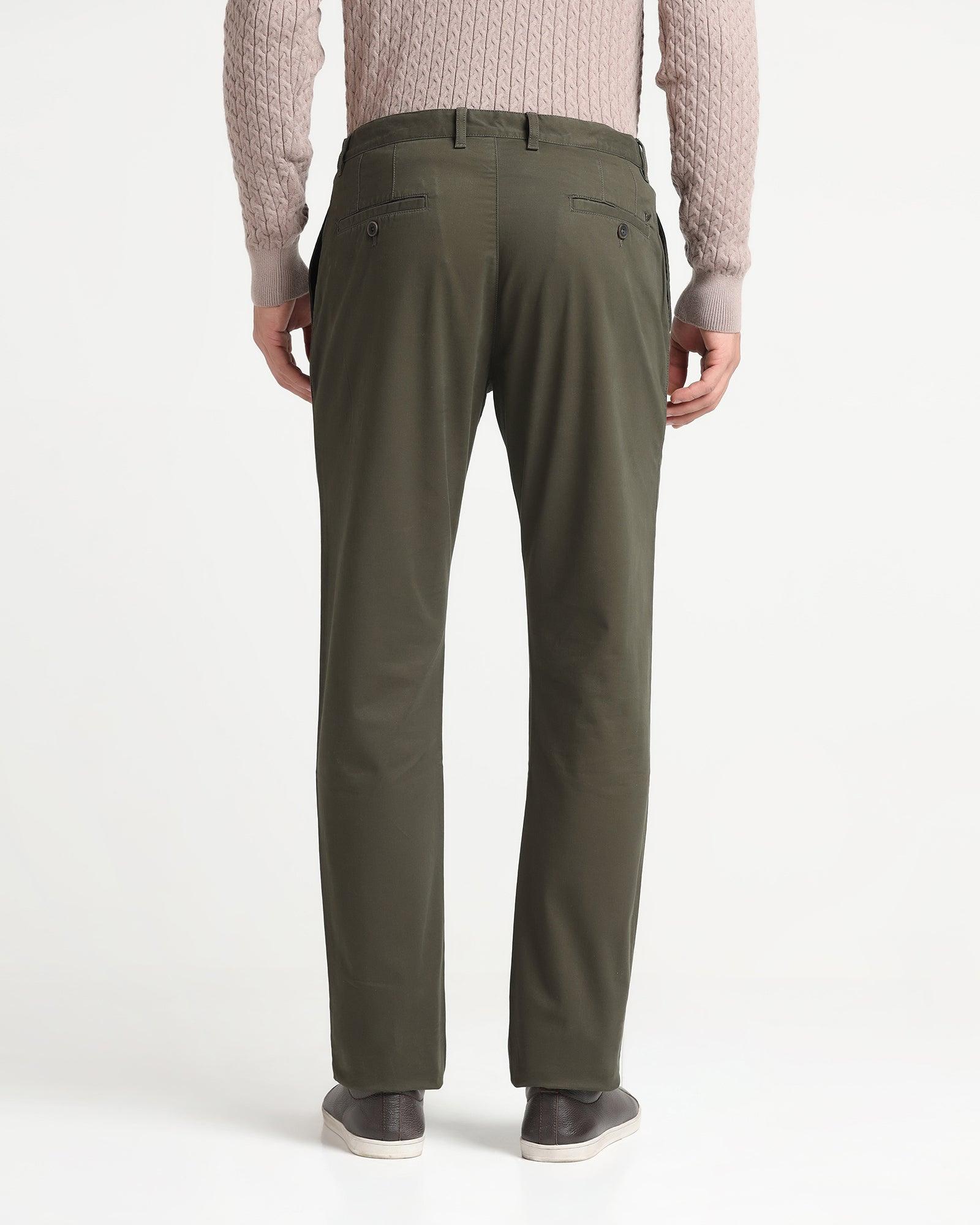 Slim Comfort B-95 Casual Dark Olive Solid Khakis - Lab - Blackberrys