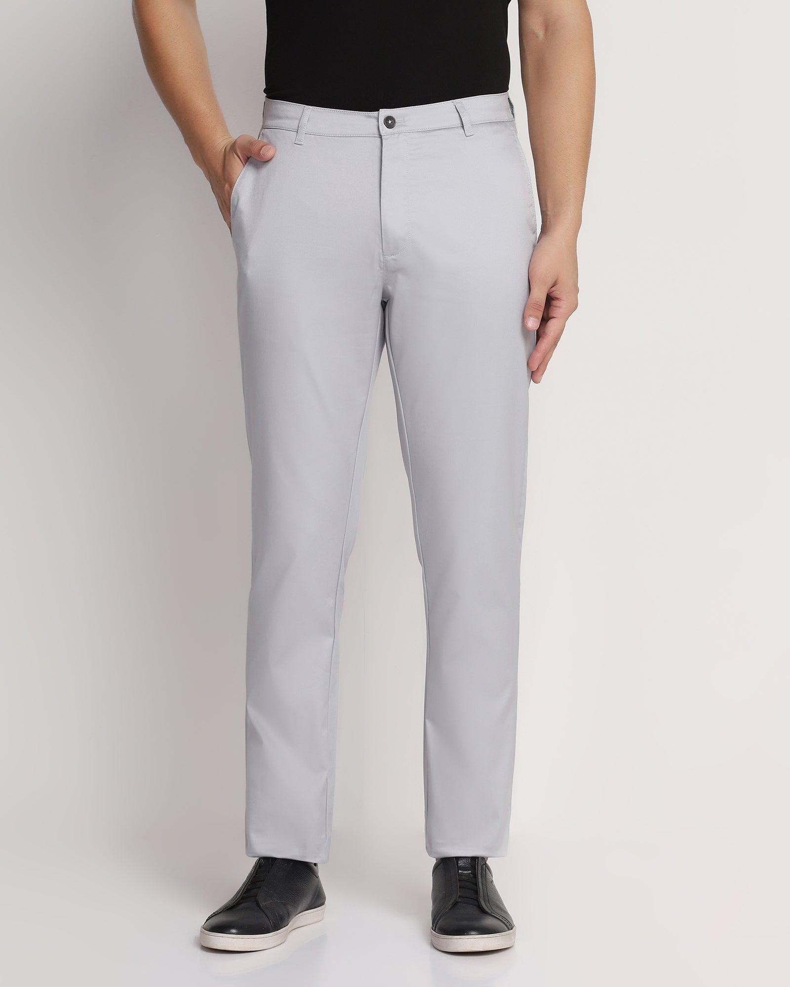 Temptech Slim Comfort Casual Grey Solid Khakis - Henry