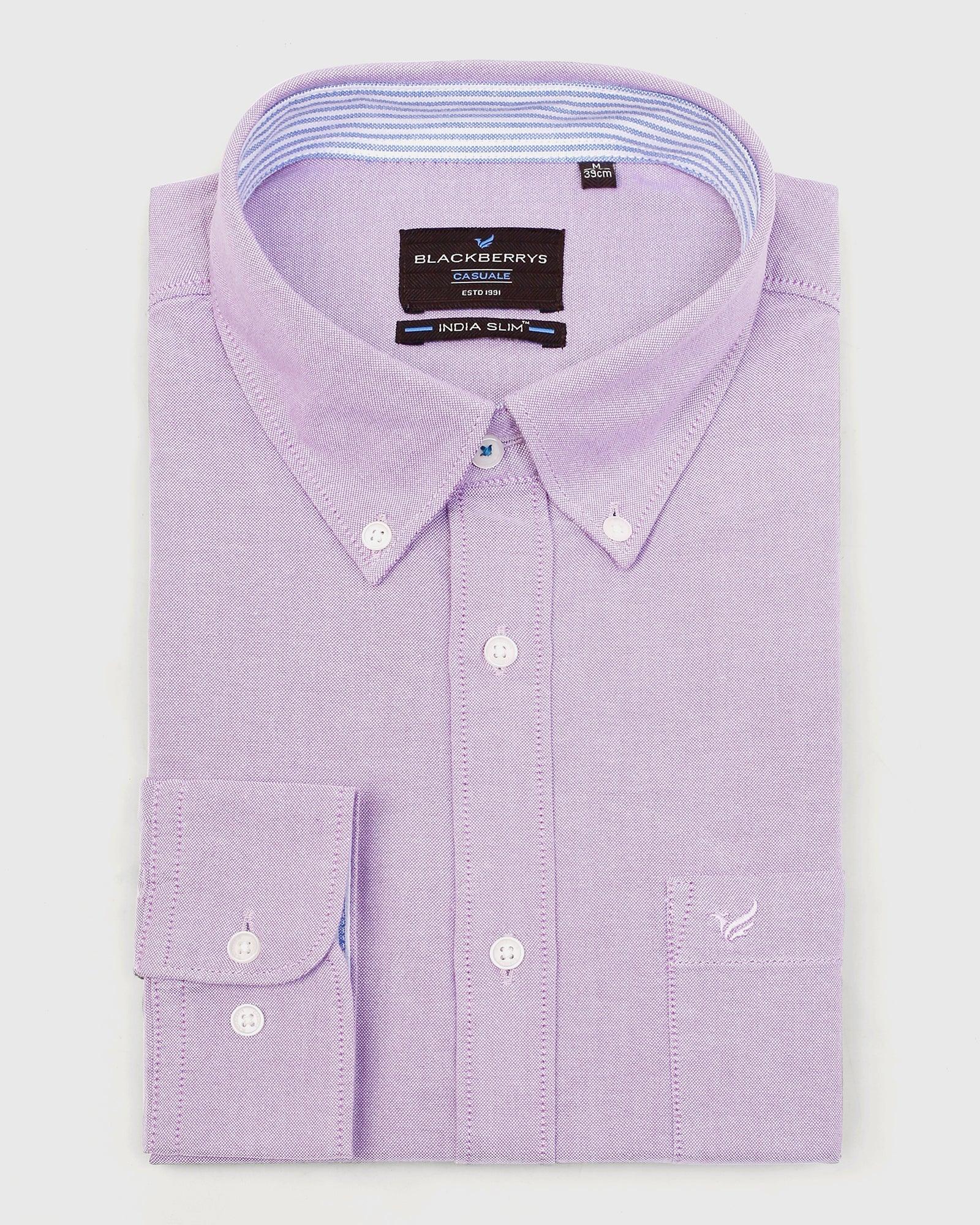 Casual Lavender Solid Shirt - Donic - Blackberrys