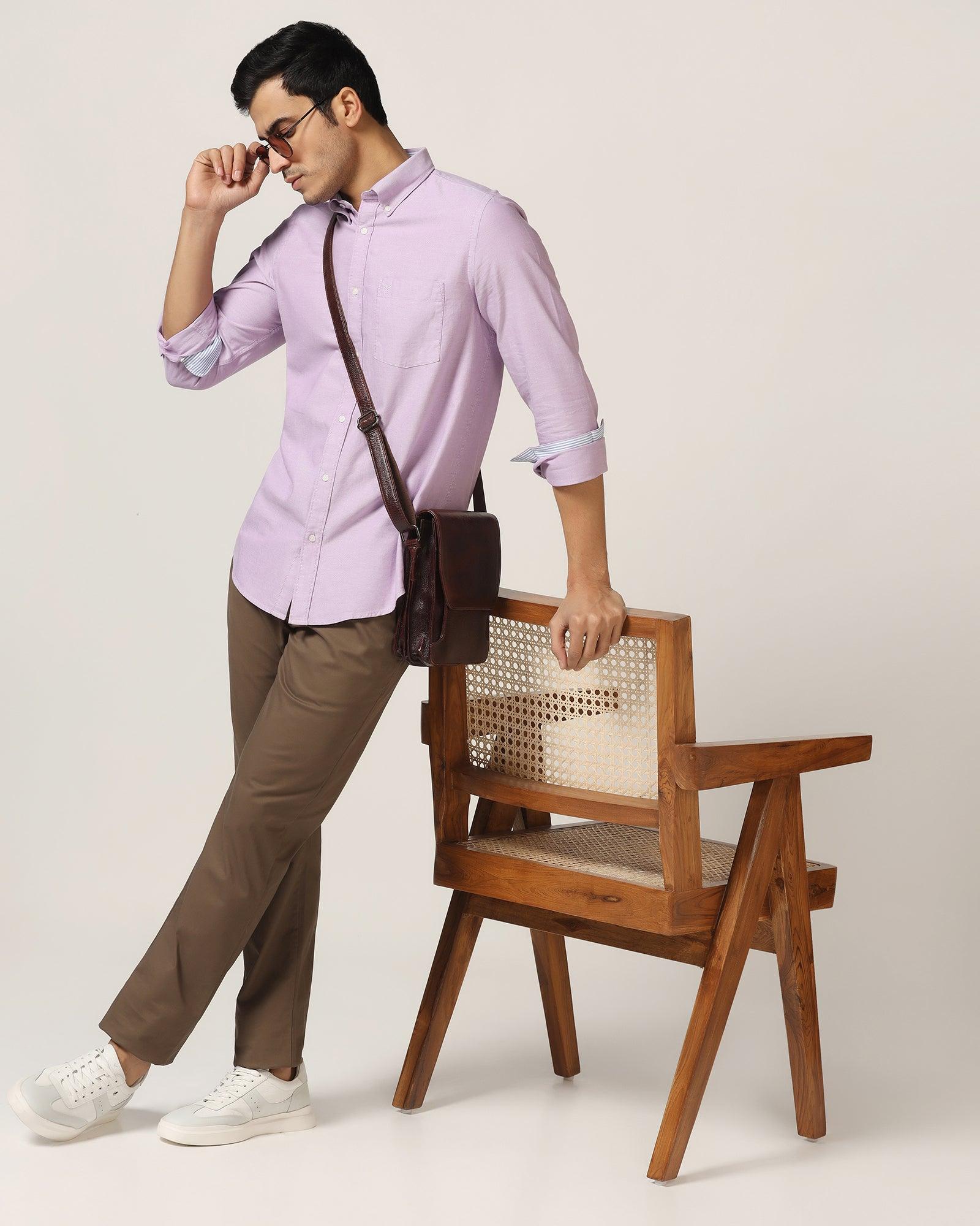 Casual Lavender Solid Shirt - Donic - Blackberrys