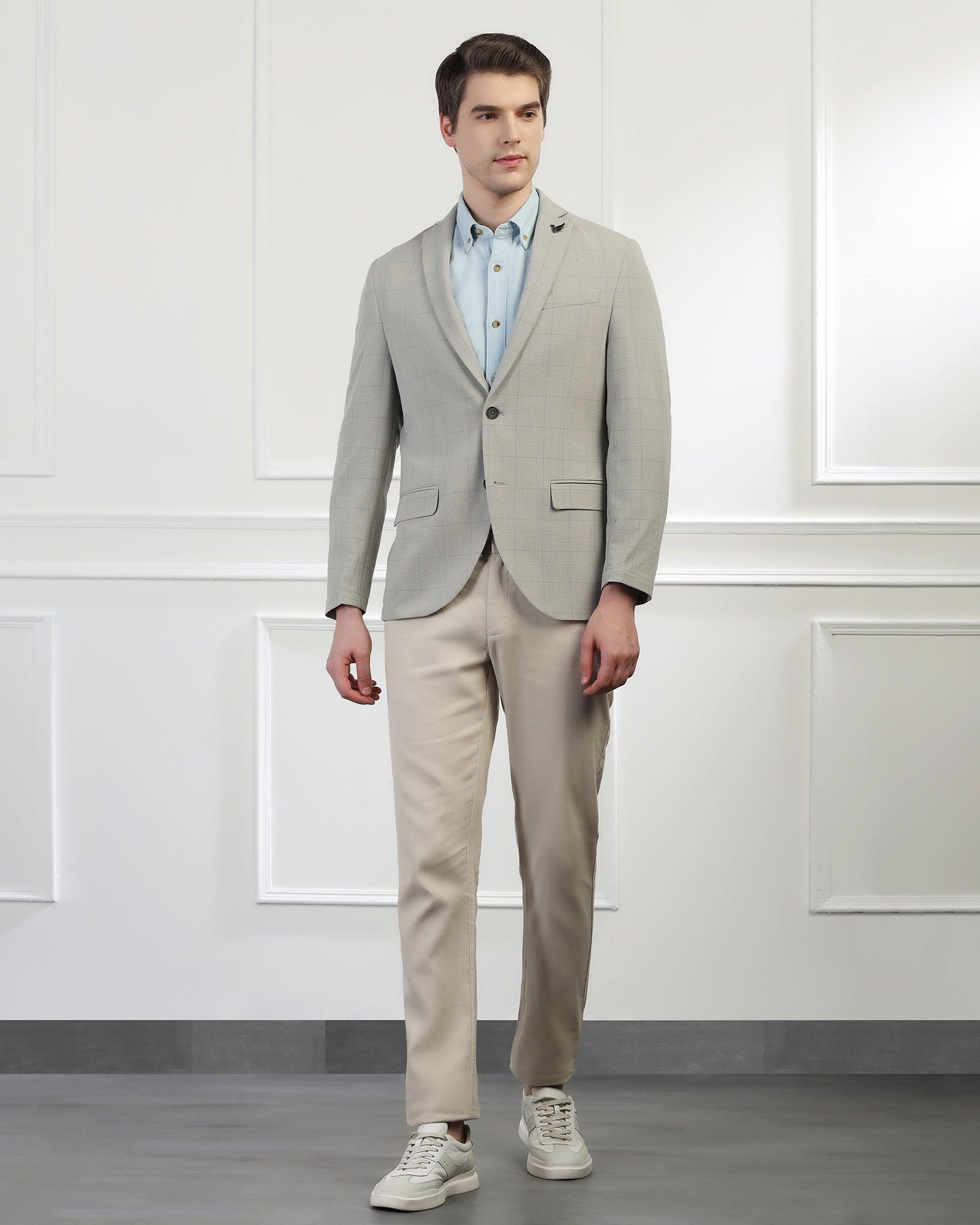Casual Light Grey Check Blazer - Marcus - Blackberrys