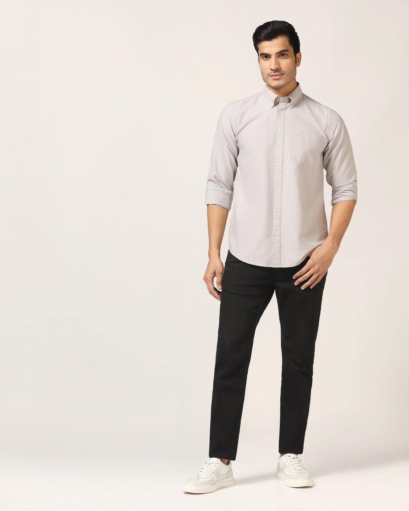 Casual Light Grey Solid Shirt - Donic - Blackberrys