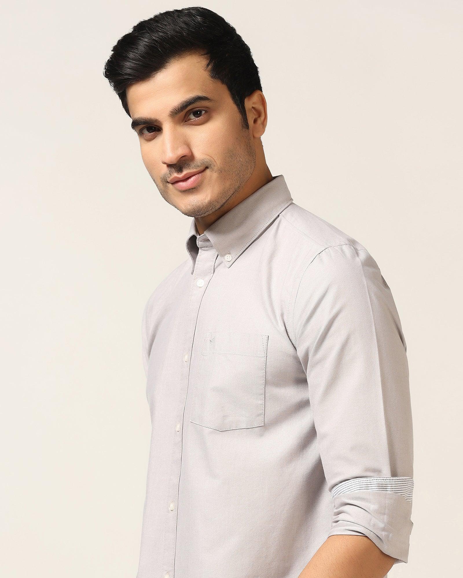 Casual Light Grey Solid Shirt - Donic - Blackberrys