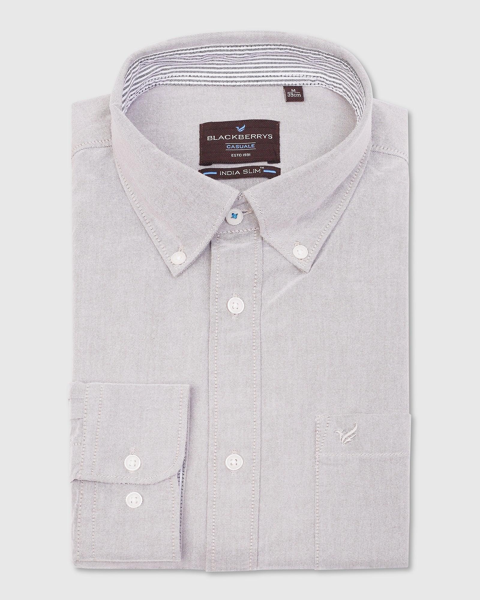 Casual Light Grey Solid Shirt - Donic - Blackberrys