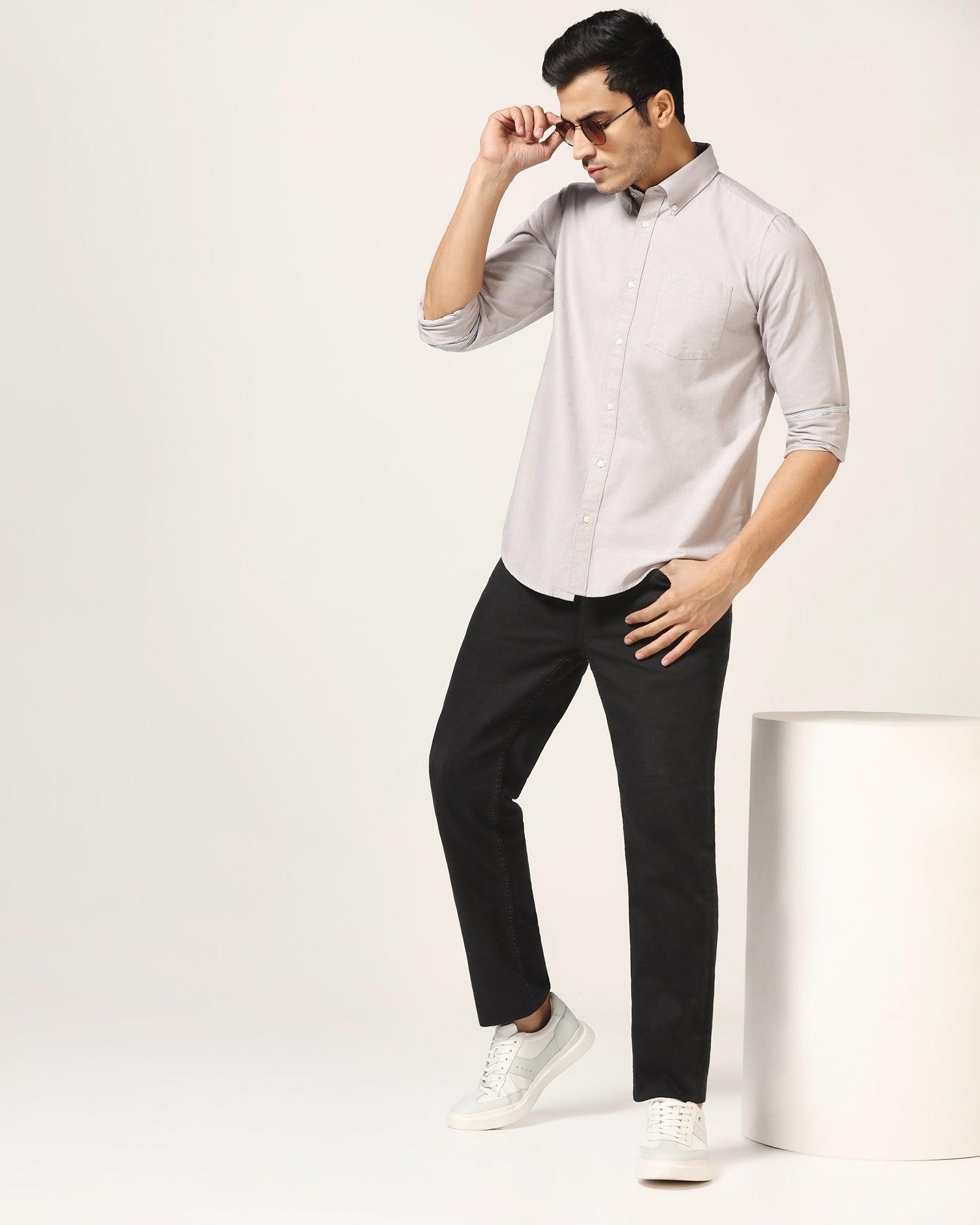 Casual Light Grey Solid Shirt - Donic - Blackberrys
