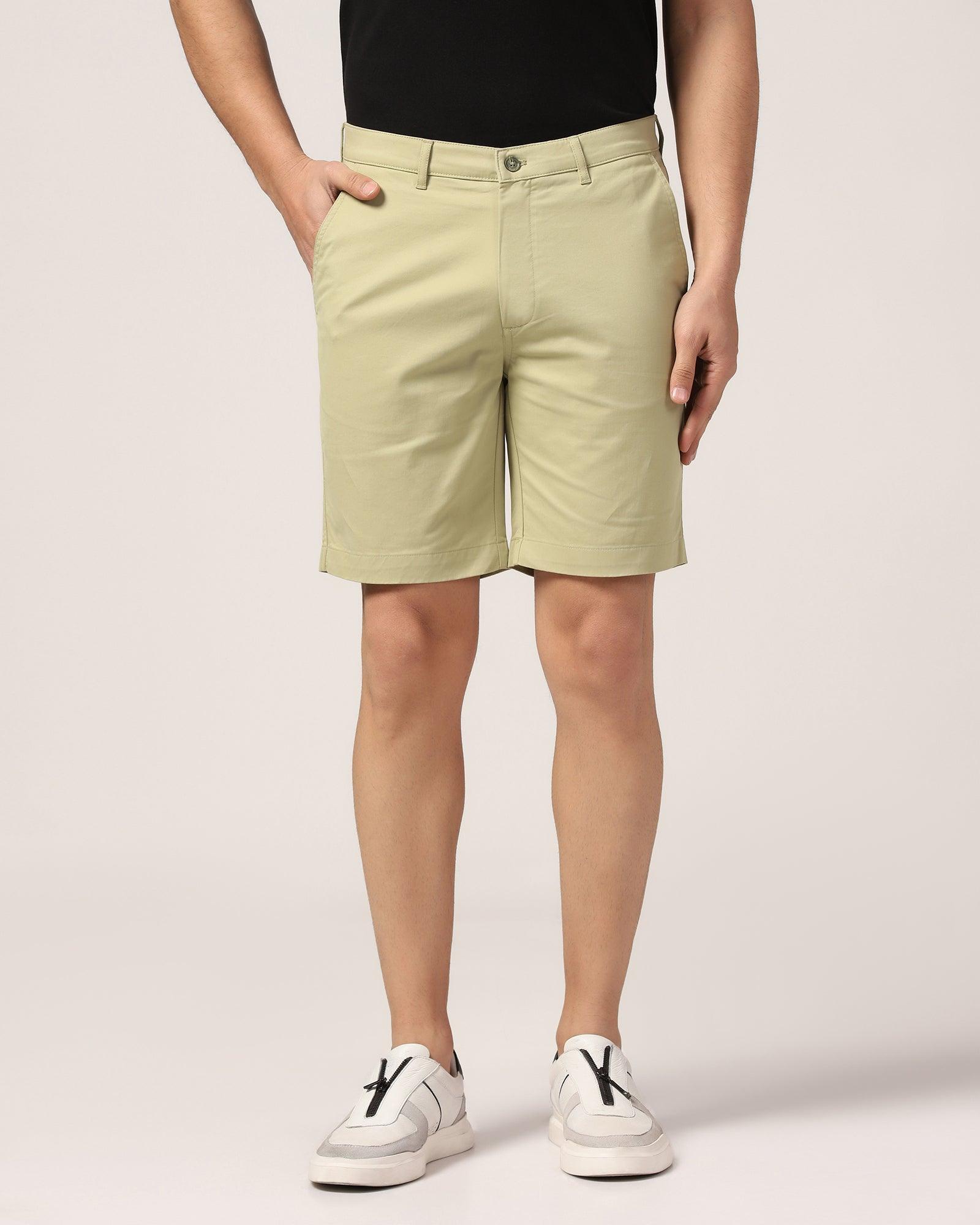 Casual Light Olive Solid Shorts - Frank - Blackberrys