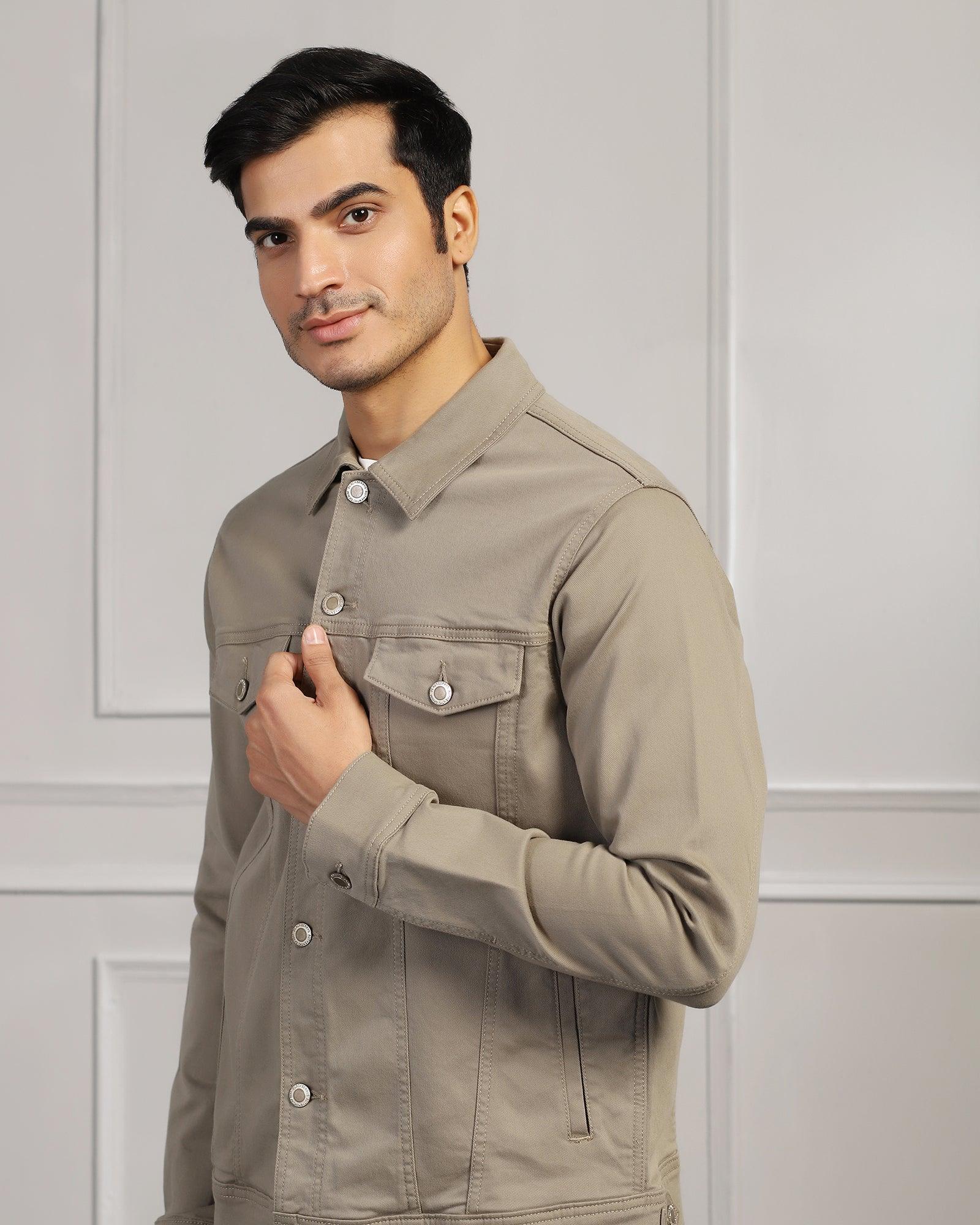 Casual Light Olive Solid Jacket - Rudy - Blackberrys