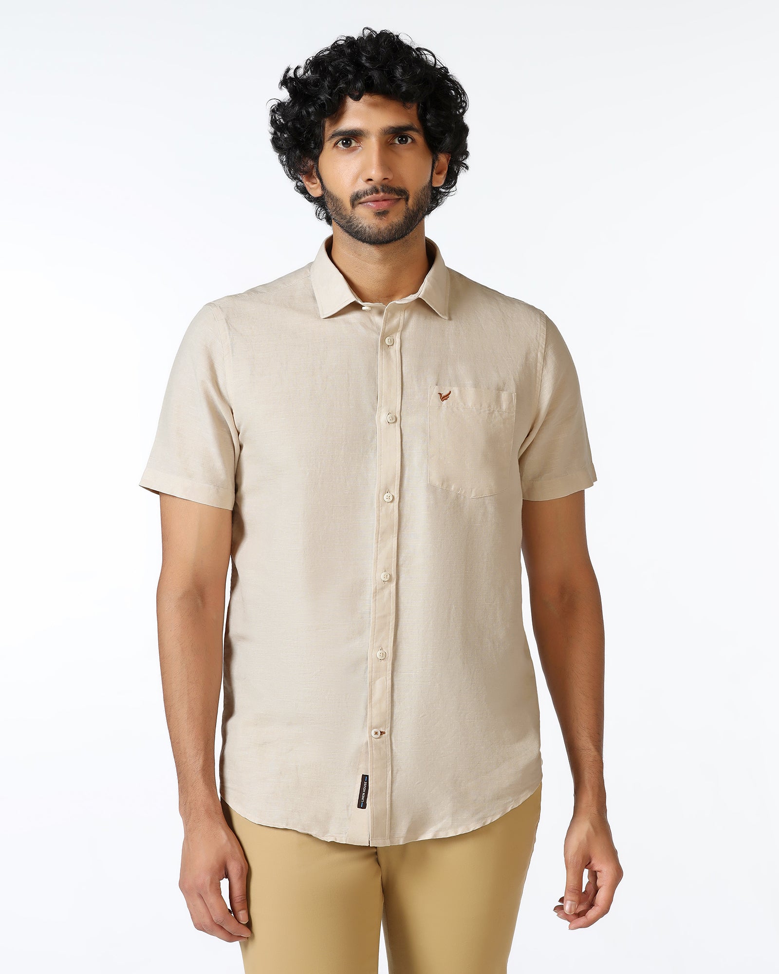 Natural Linen Solid Shirt - Salmon
