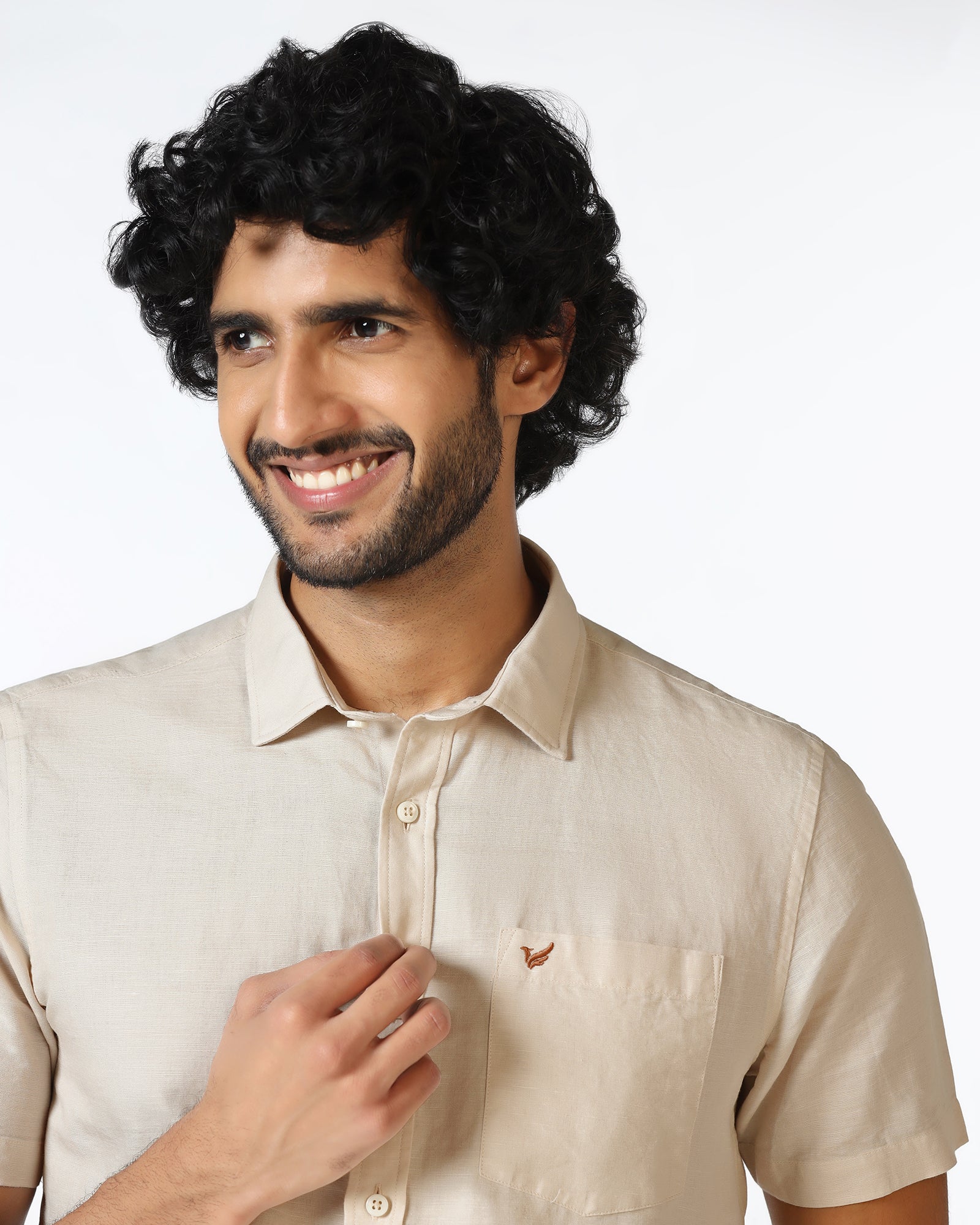Natural Linen Solid Shirt - Salmon