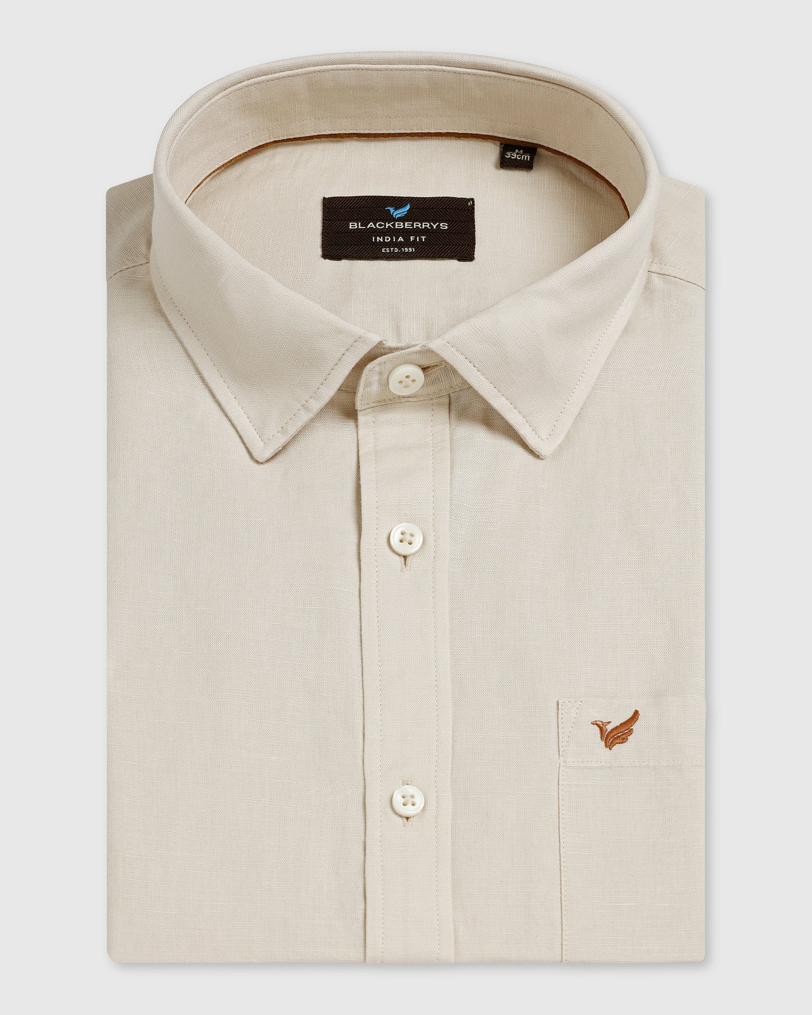 Natural Linen Solid Shirt - Salmon