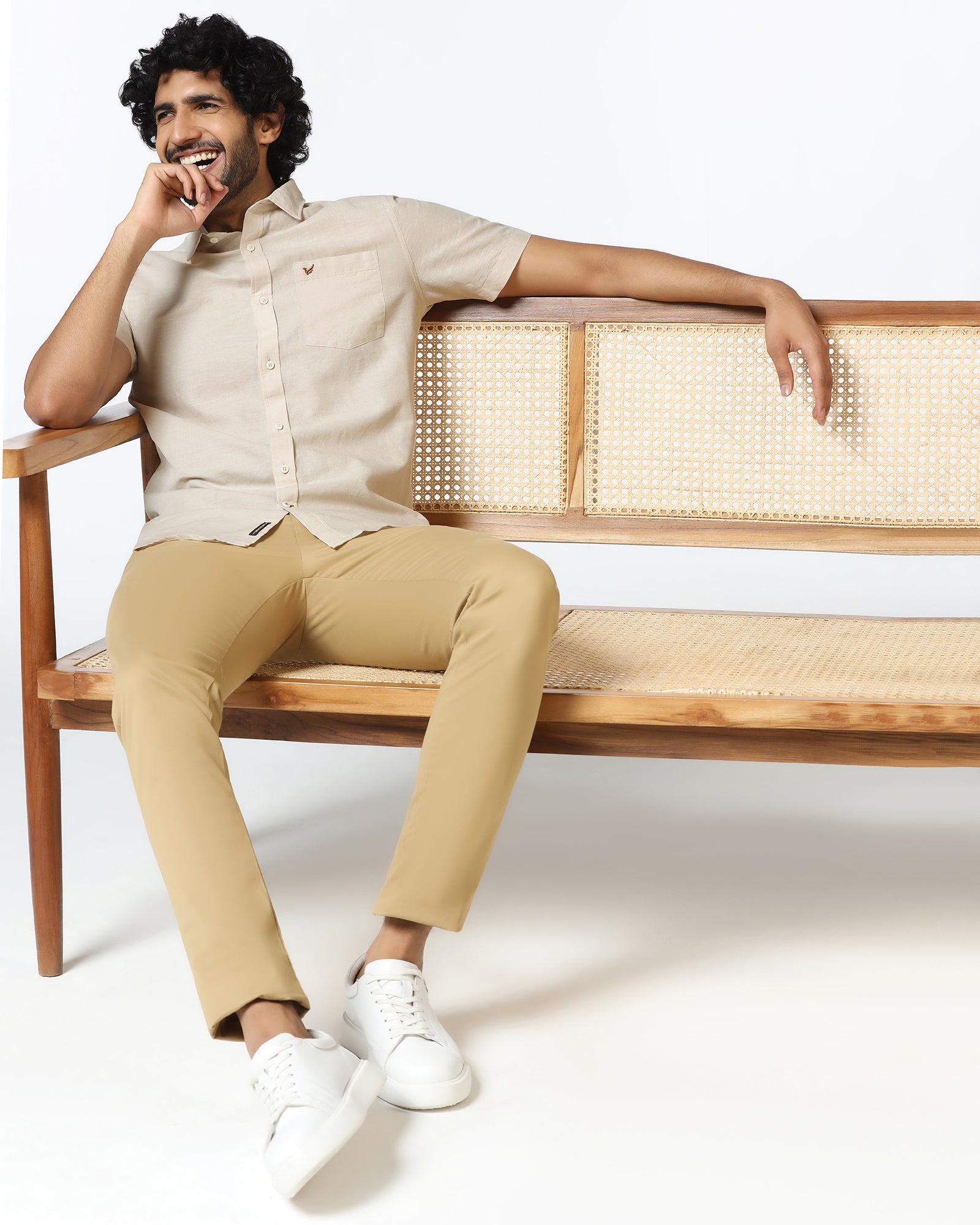 Natural Linen Solid Shirt - Salmon