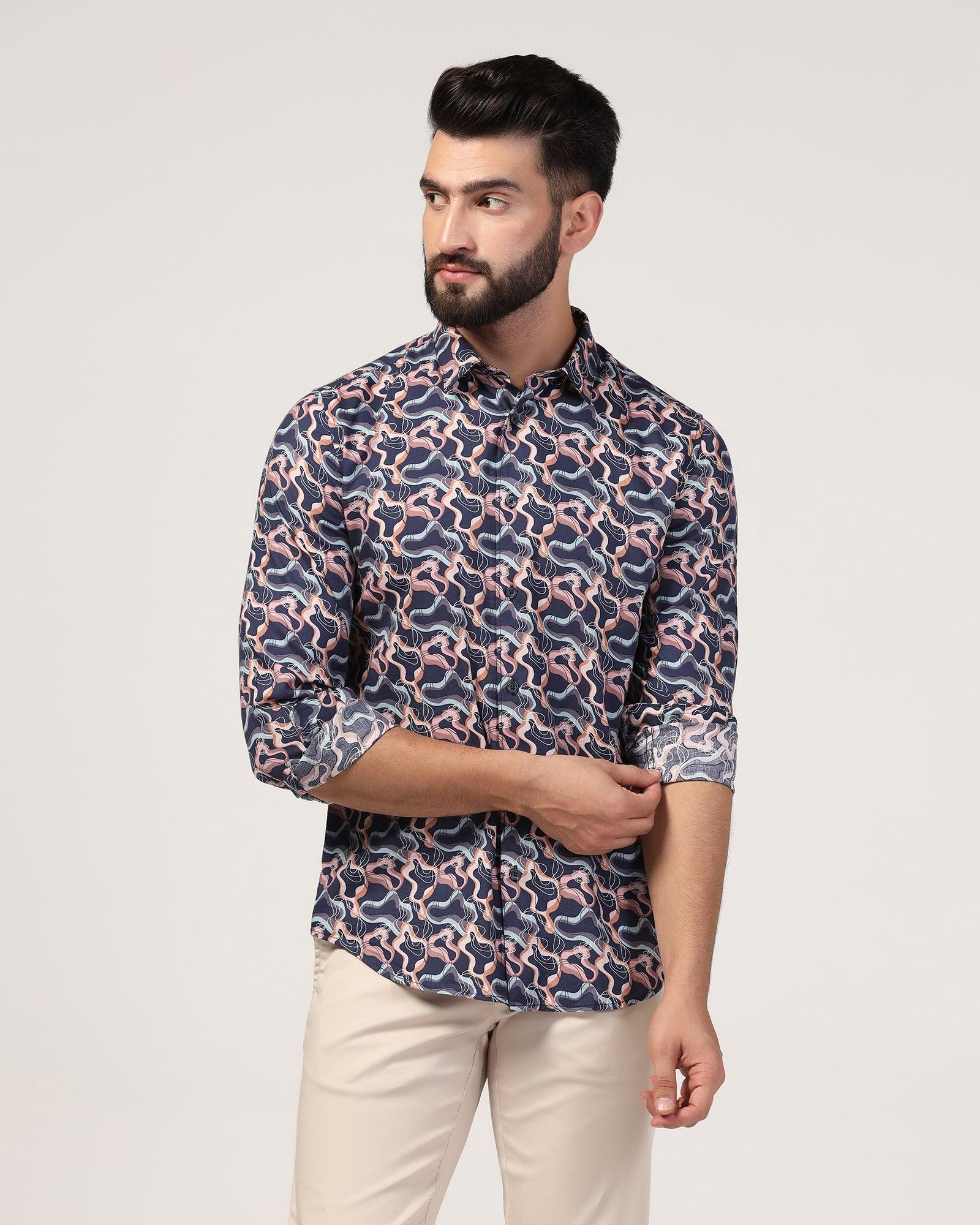 Casual Navy Printed Shirt - Jordan - Blackberrys