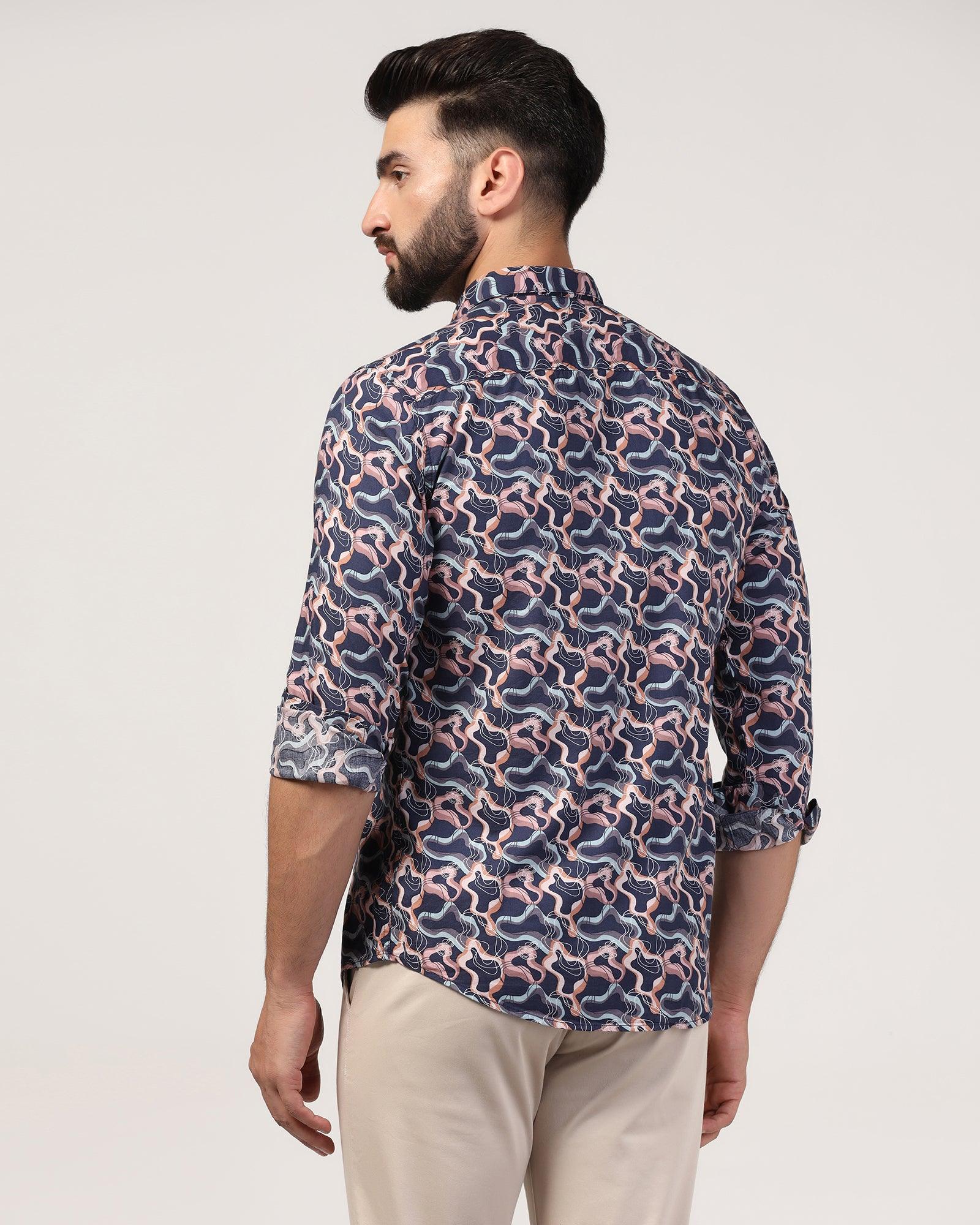 Casual Navy Printed Shirt - Jordan - Blackberrys