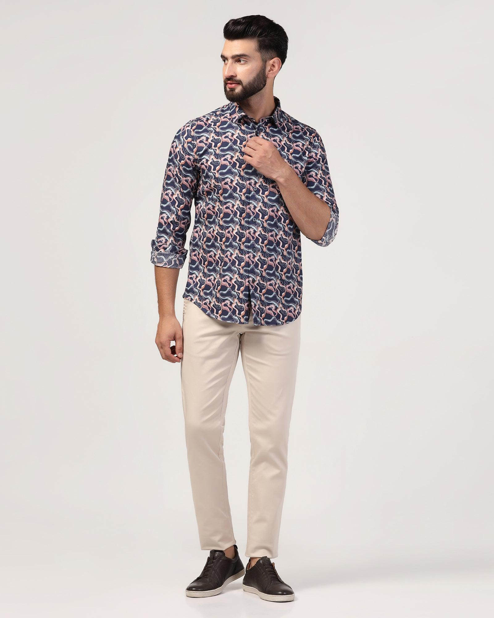 Casual Navy Printed Shirt - Jordan - Blackberrys