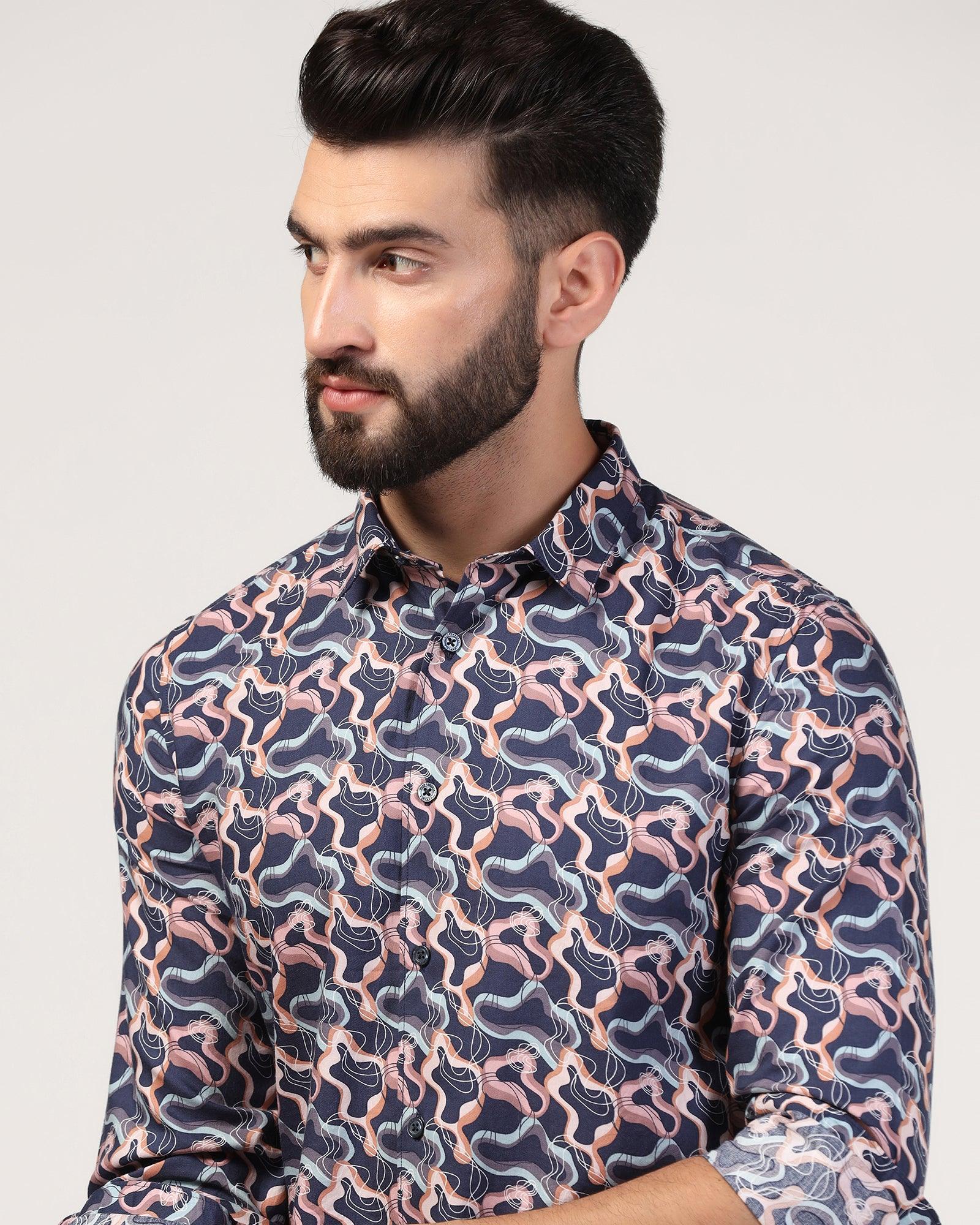 Casual Navy Printed Shirt - Jordan - Blackberrys