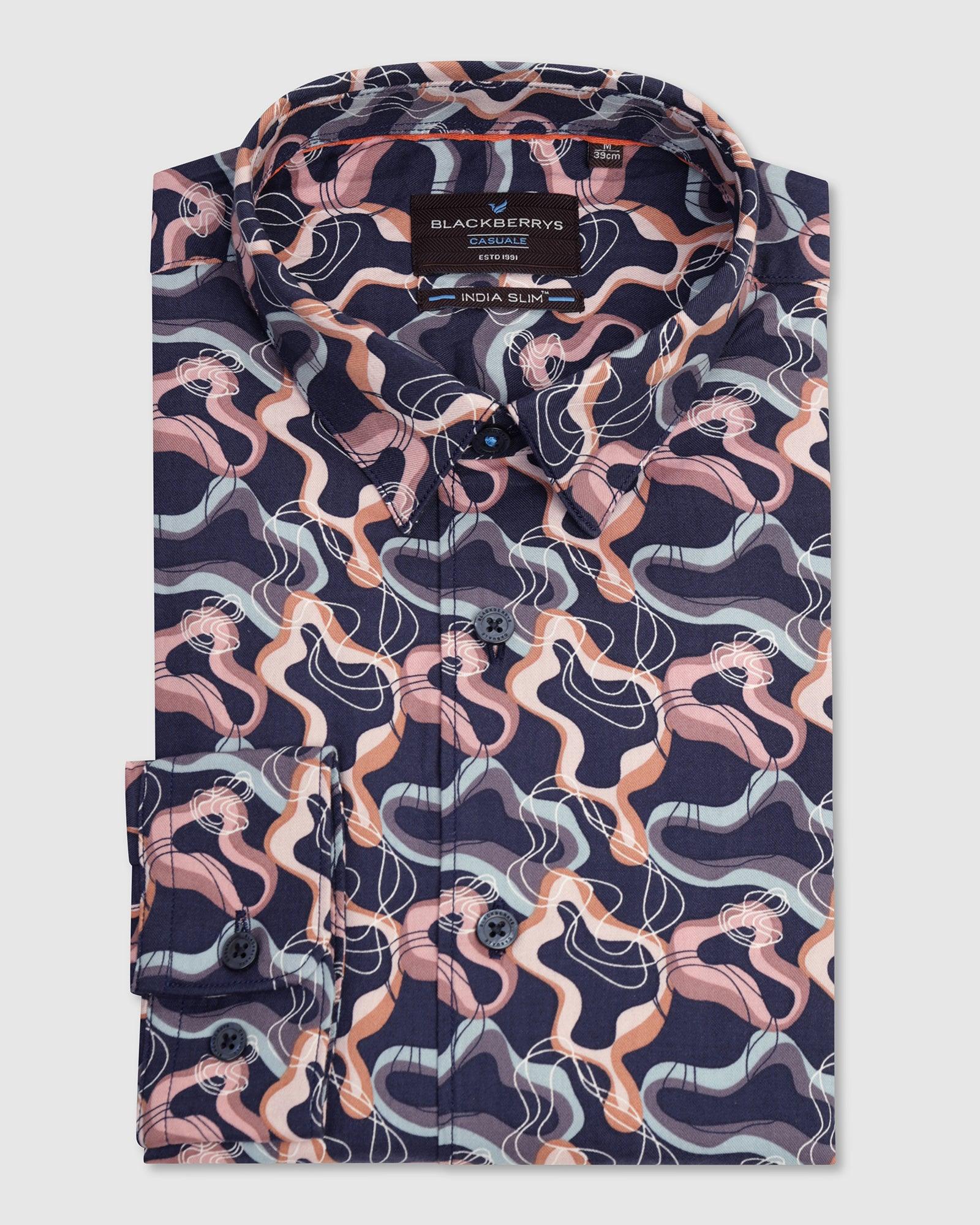 Casual Navy Printed Shirt - Jordan - Blackberrys