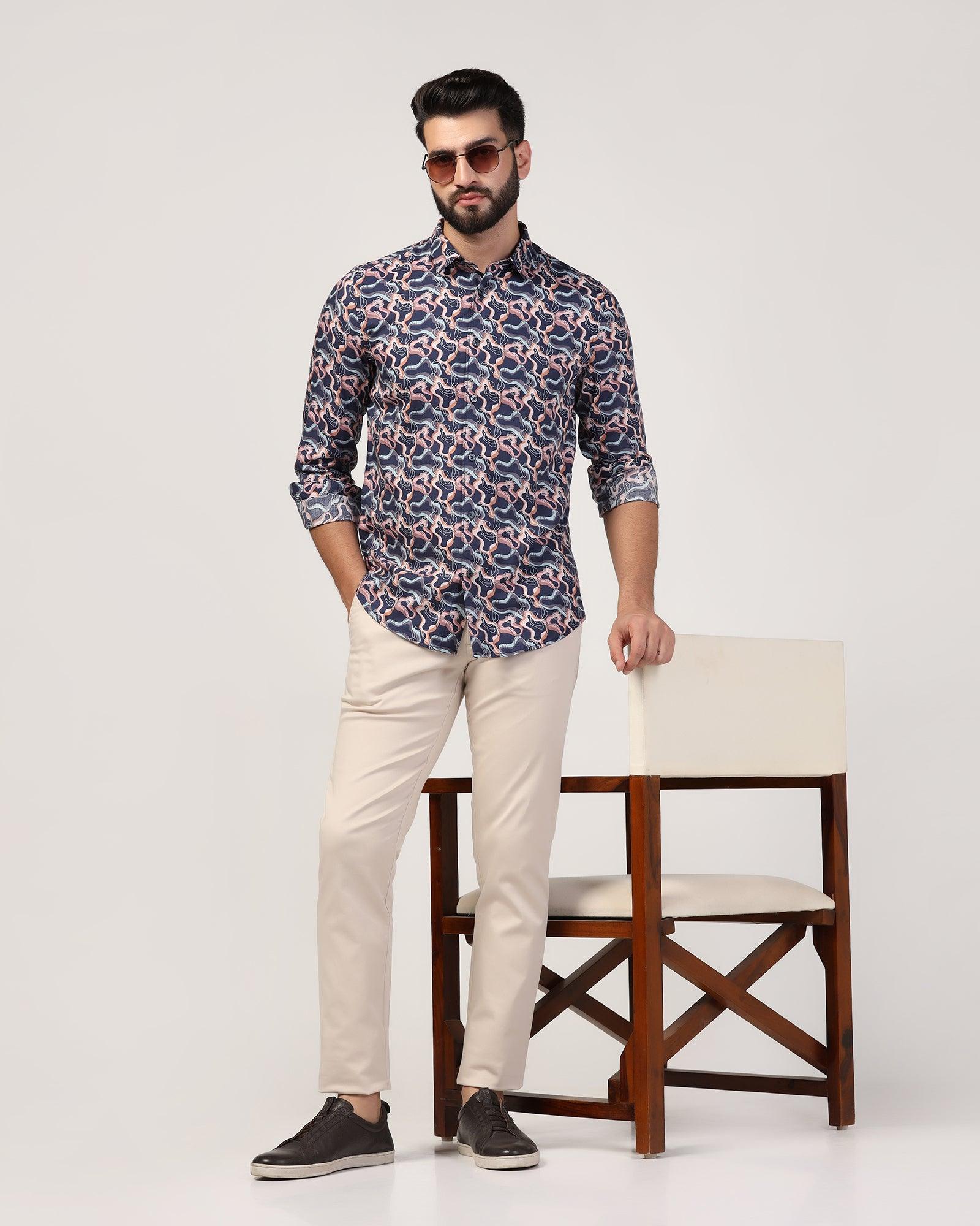 Casual Navy Printed Shirt - Jordan - Blackberrys