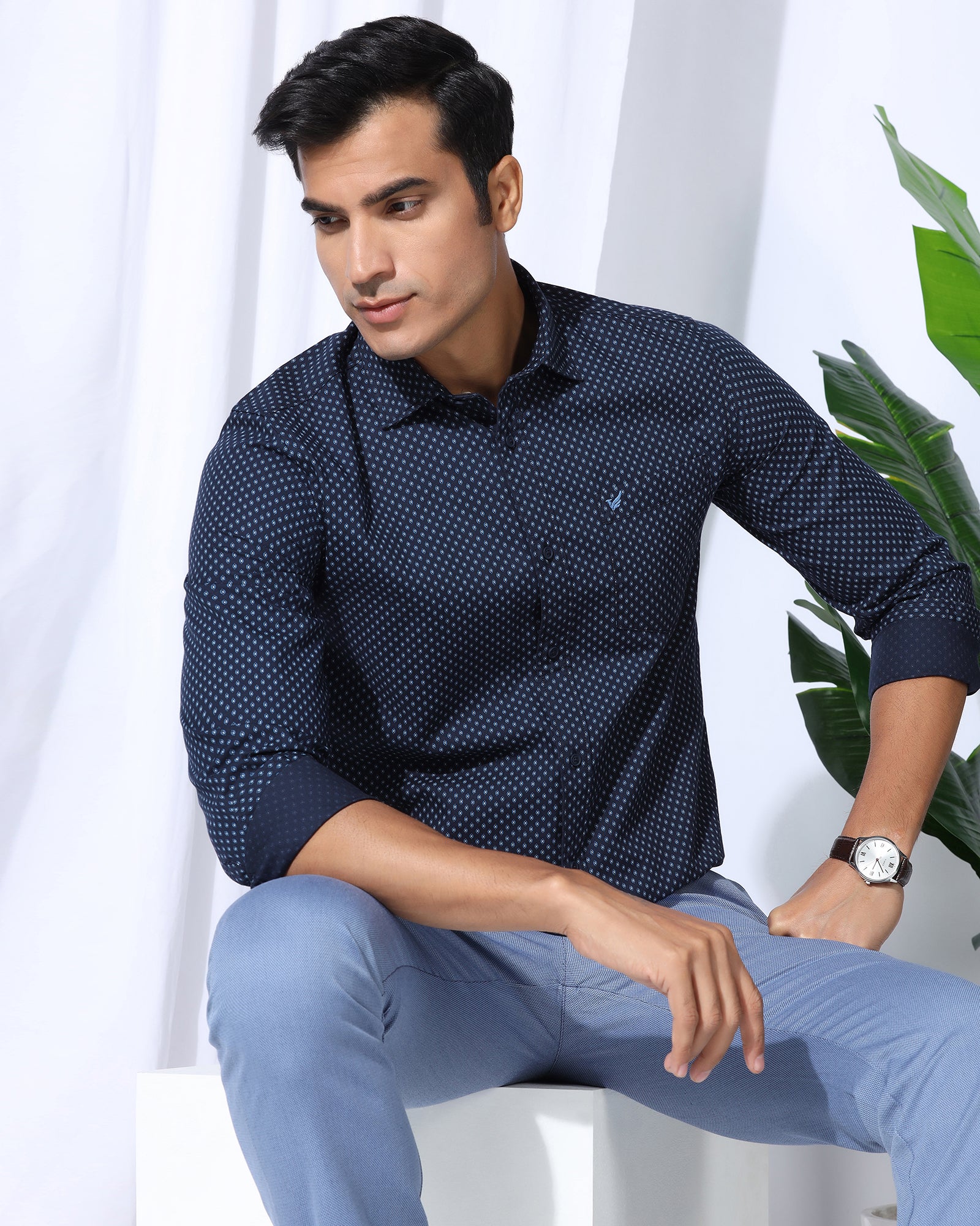 Casual Navy Printed Shirt - Renan