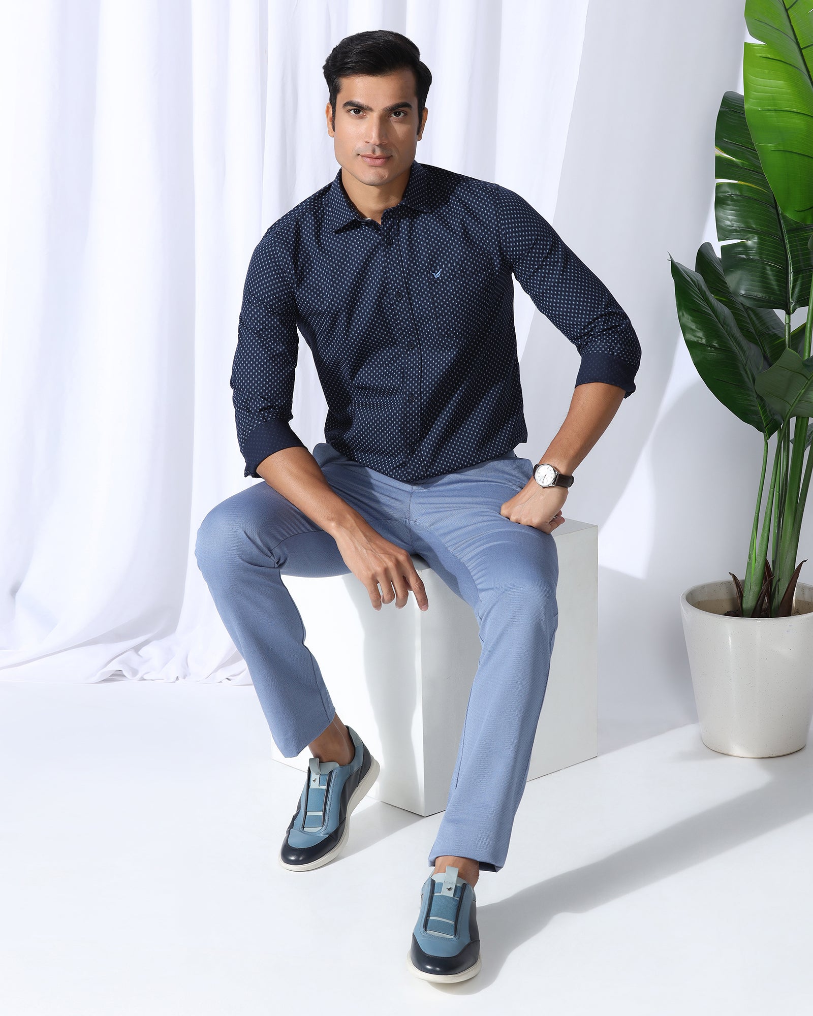 Casual Navy Printed Shirt - Renan