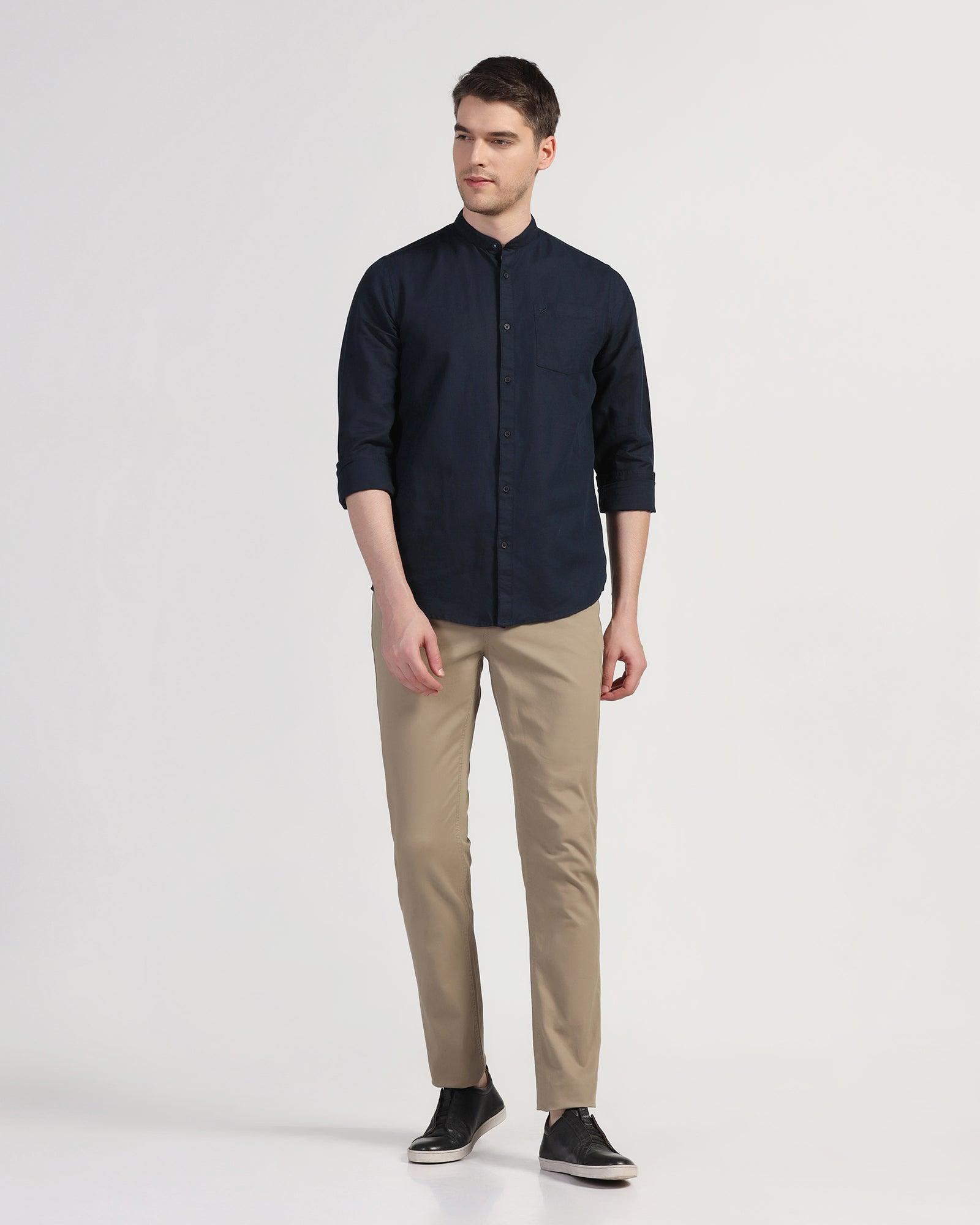 Casual Navy Solid Shirt - Perry - Blackberrys