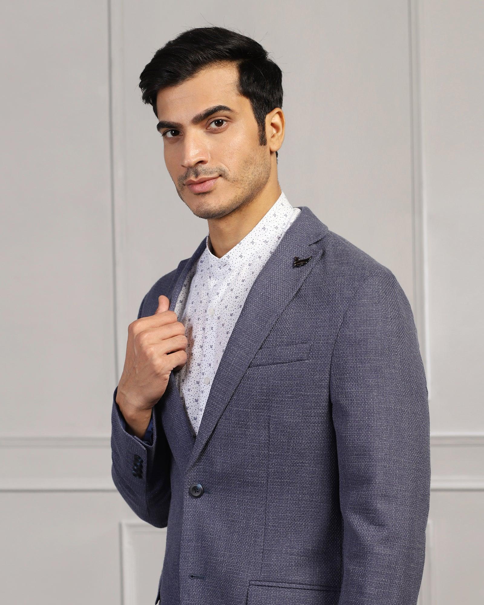 Casual Navy Textured Blazer - Astin - Blackberrys