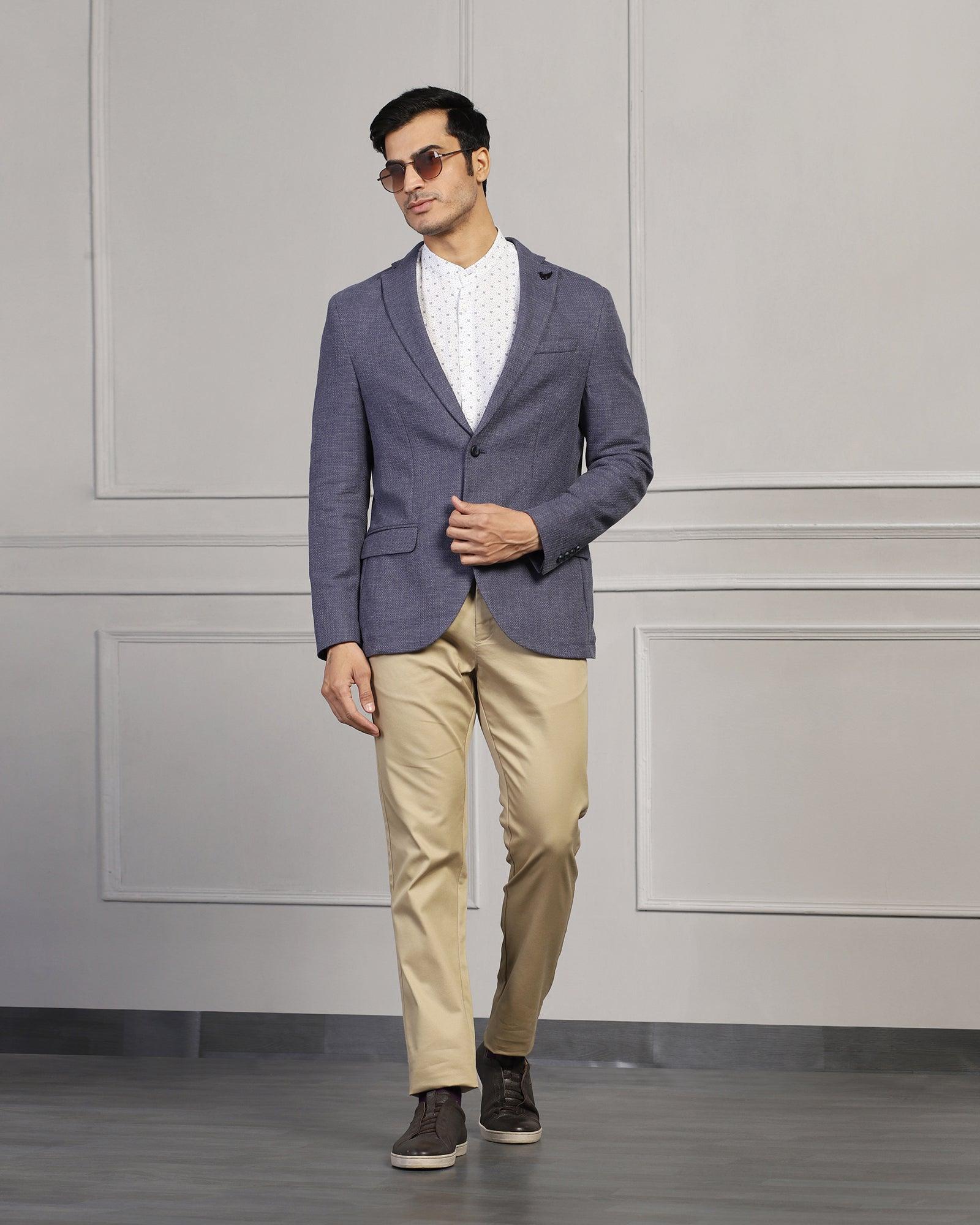 Casual Navy Textured Blazer - Astin - Blackberrys