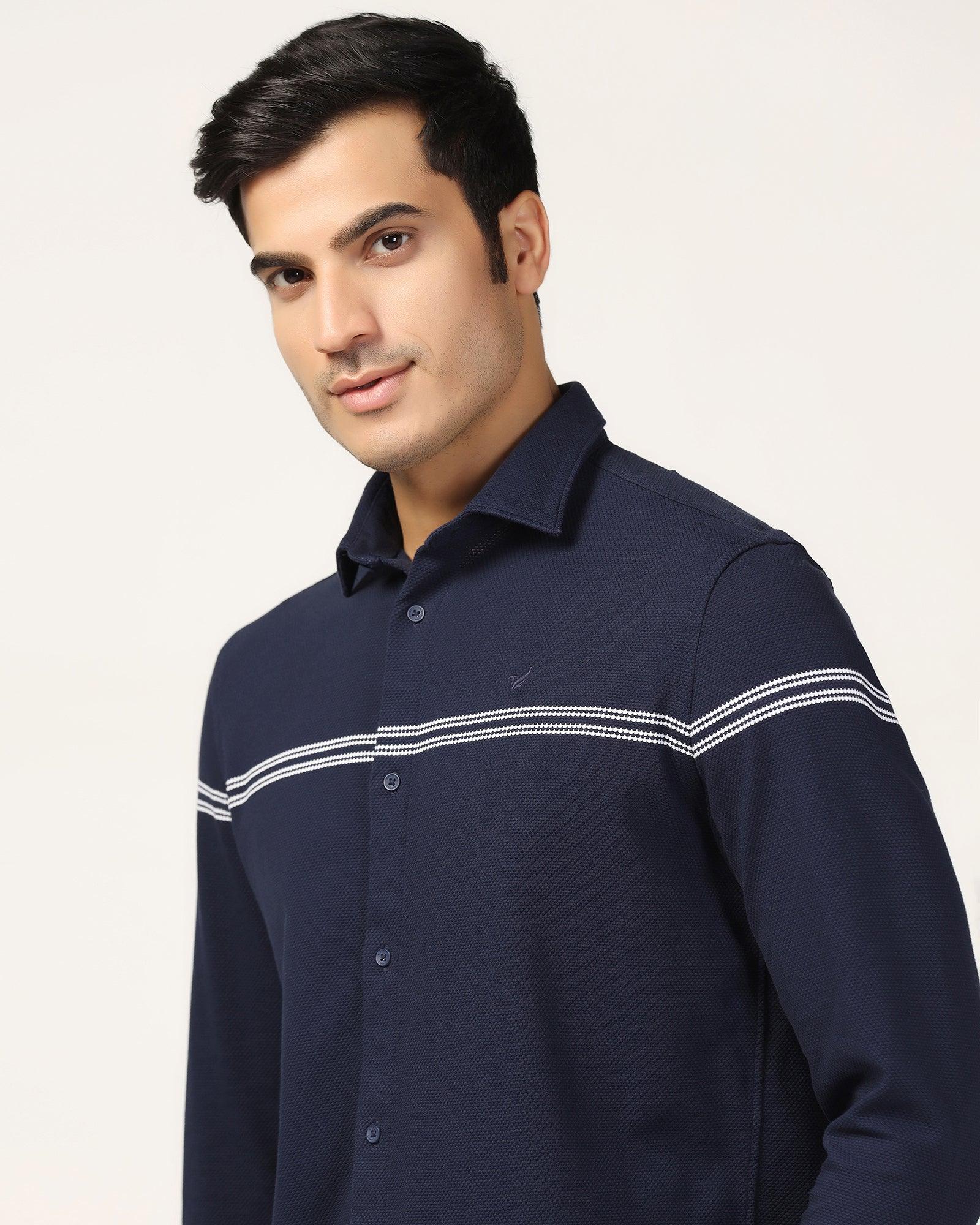 Casual Navy Textured Shirt - Liv - Blackberrys