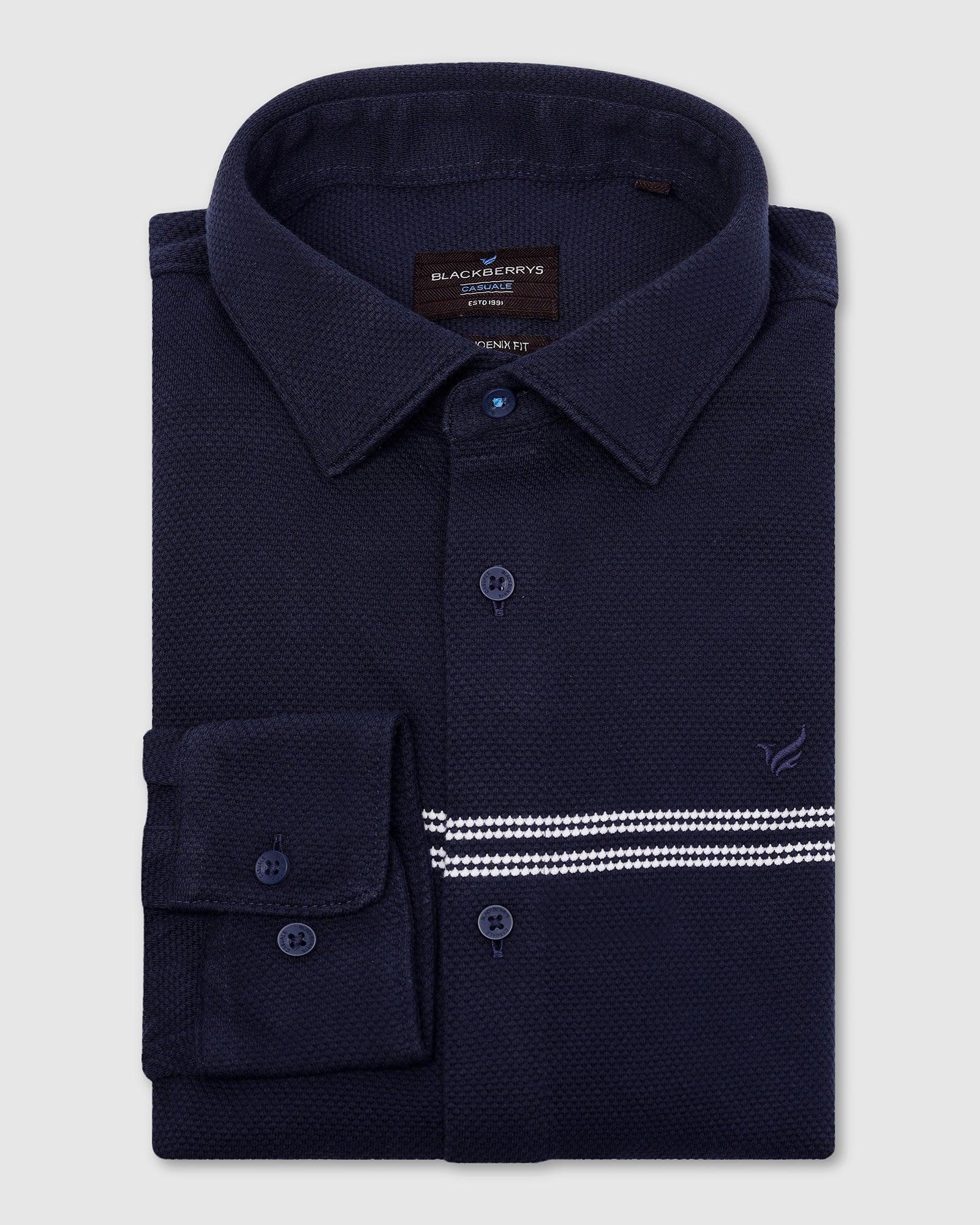 Casual Navy Textured Shirt - Liv - Blackberrys
