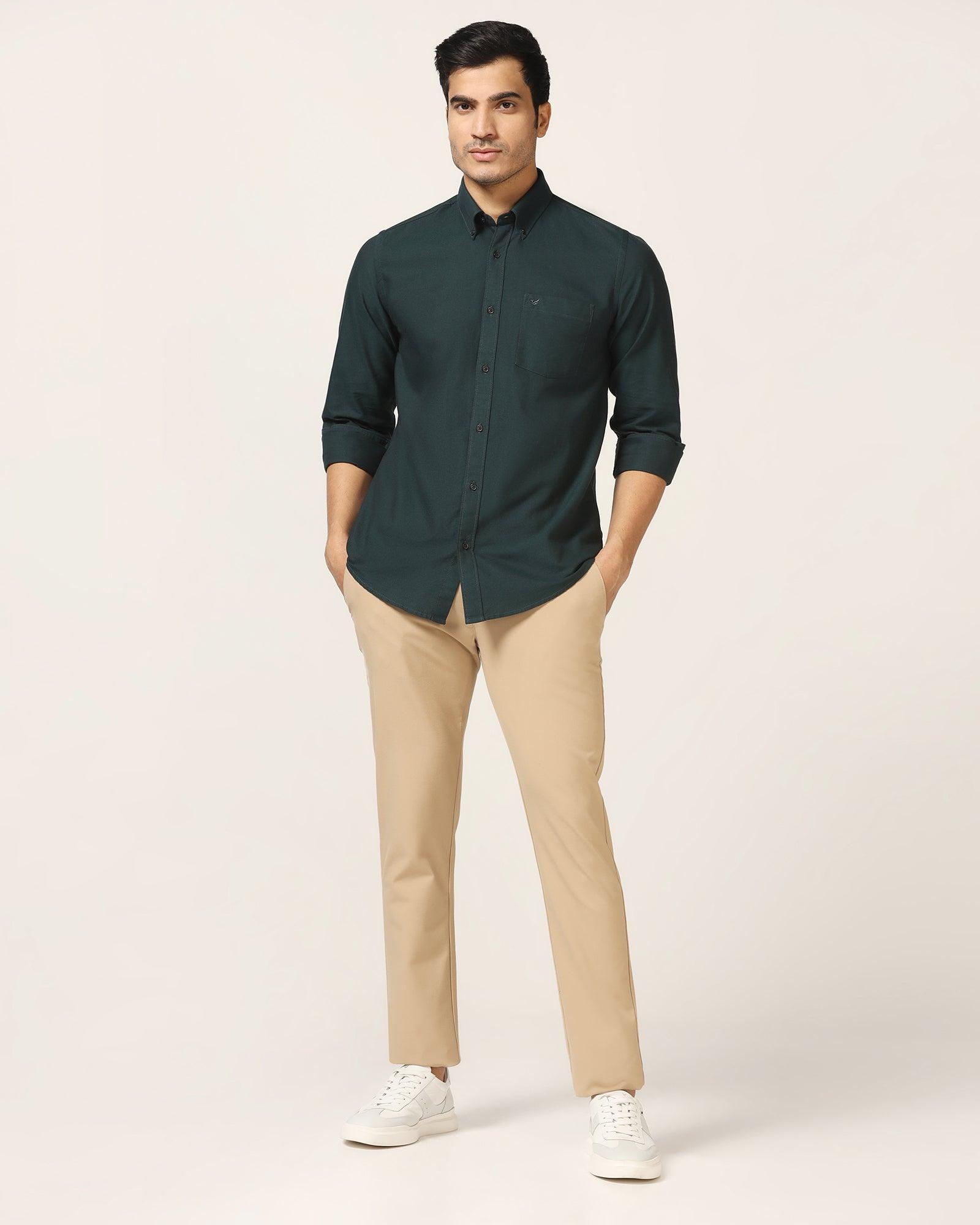 Casual Olive Solid Shirt - Vonic - Blackberrys