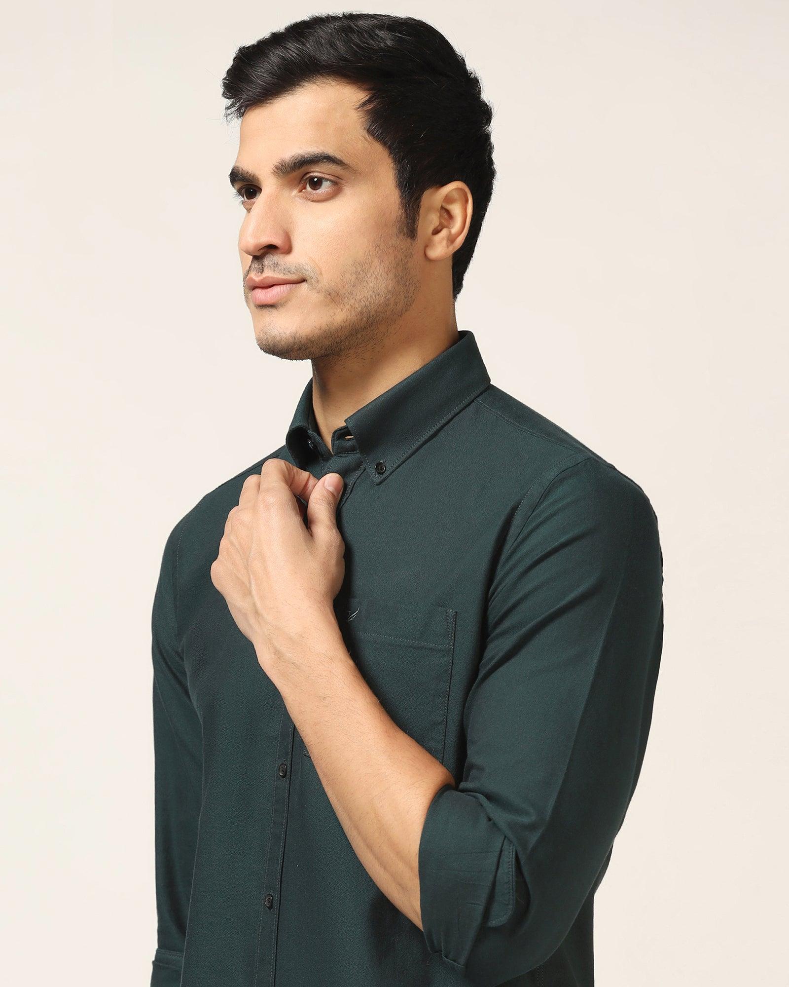 Casual Olive Solid Shirt - Vonic - Blackberrys