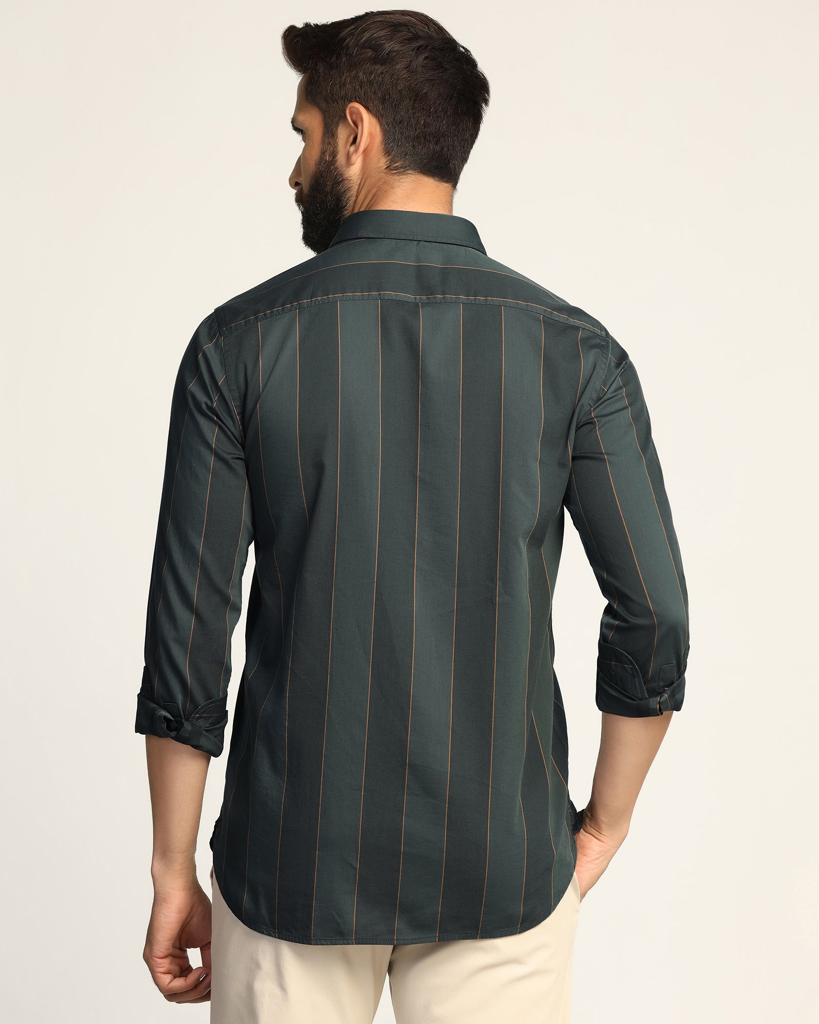 Casual Olive Stripe Shirt - Bunji