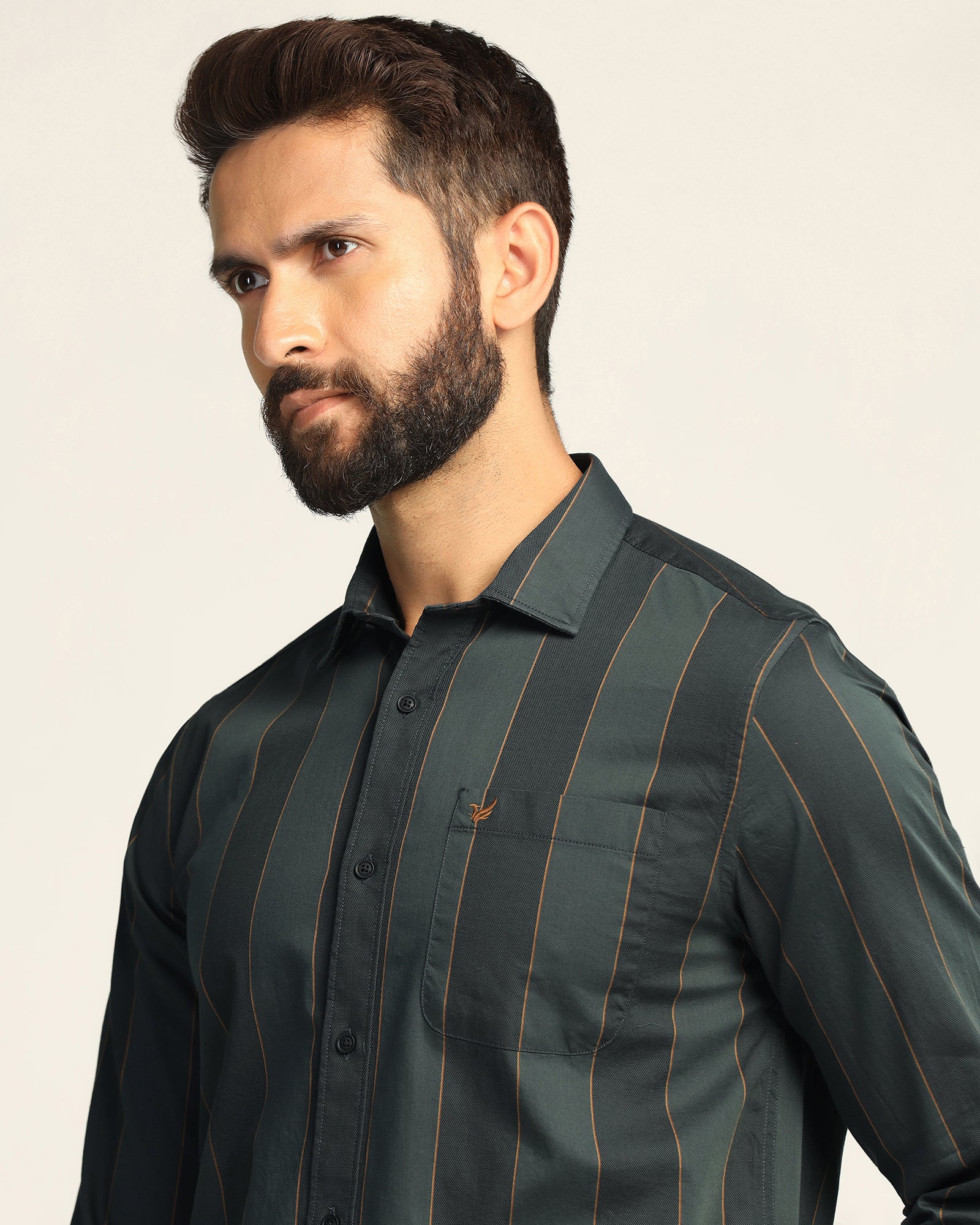 Casual Olive Stripe Shirt - Bunji