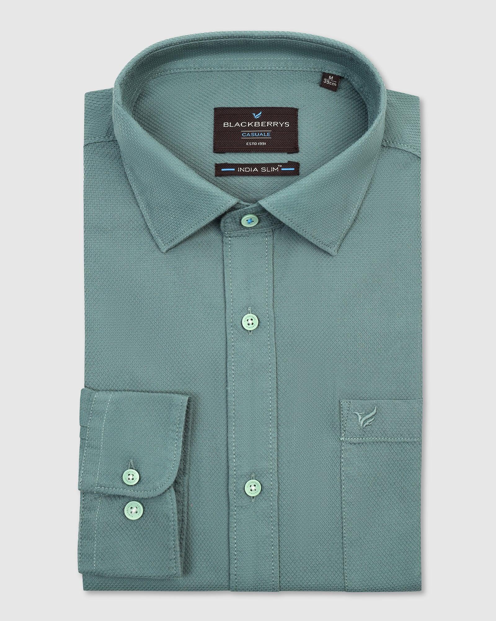 Casual Olive Textured Shirt - Colt - Blackberrys