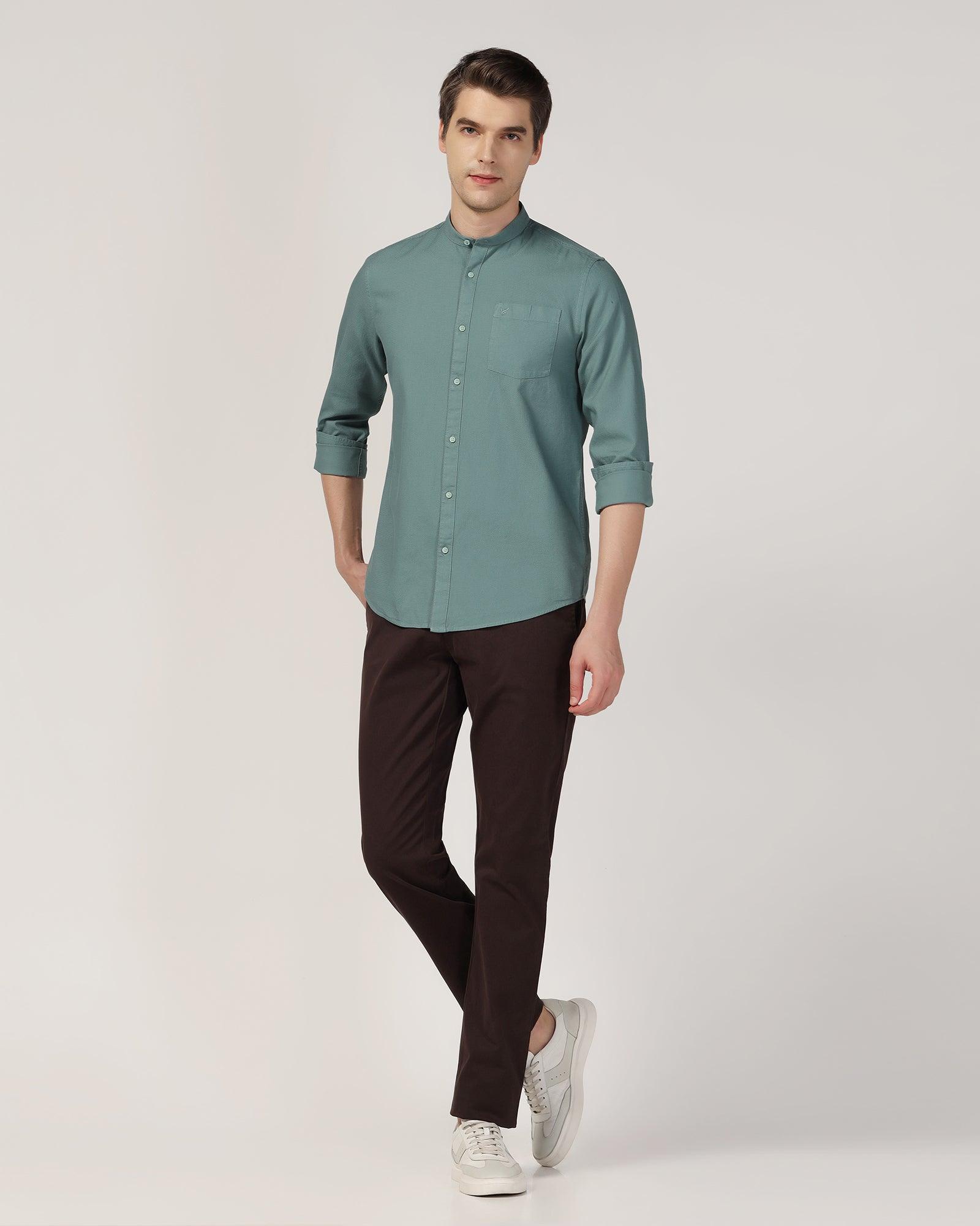 Casual Olive Textured Shirt - Jolt - Blackberrys