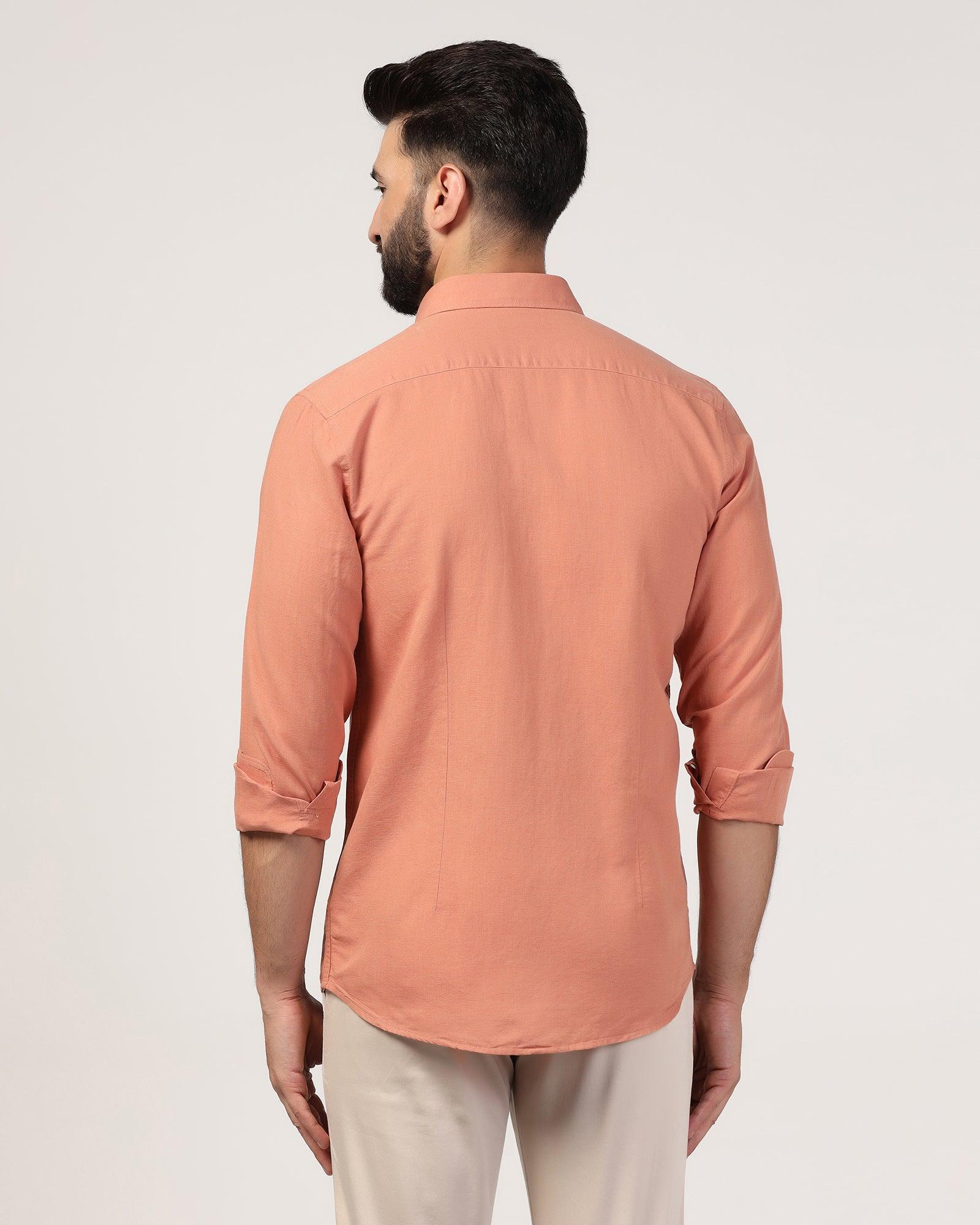 Casual Peach Solid Shirt - Lang - Blackberrys