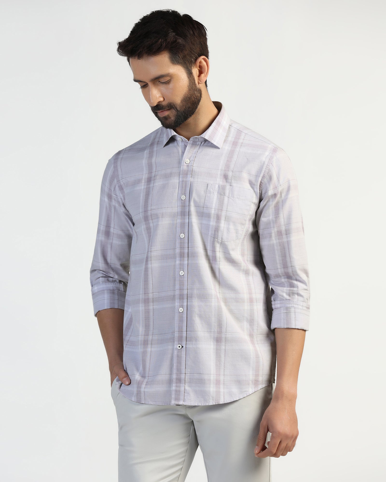 Casual Purple Check Shirt - Revon