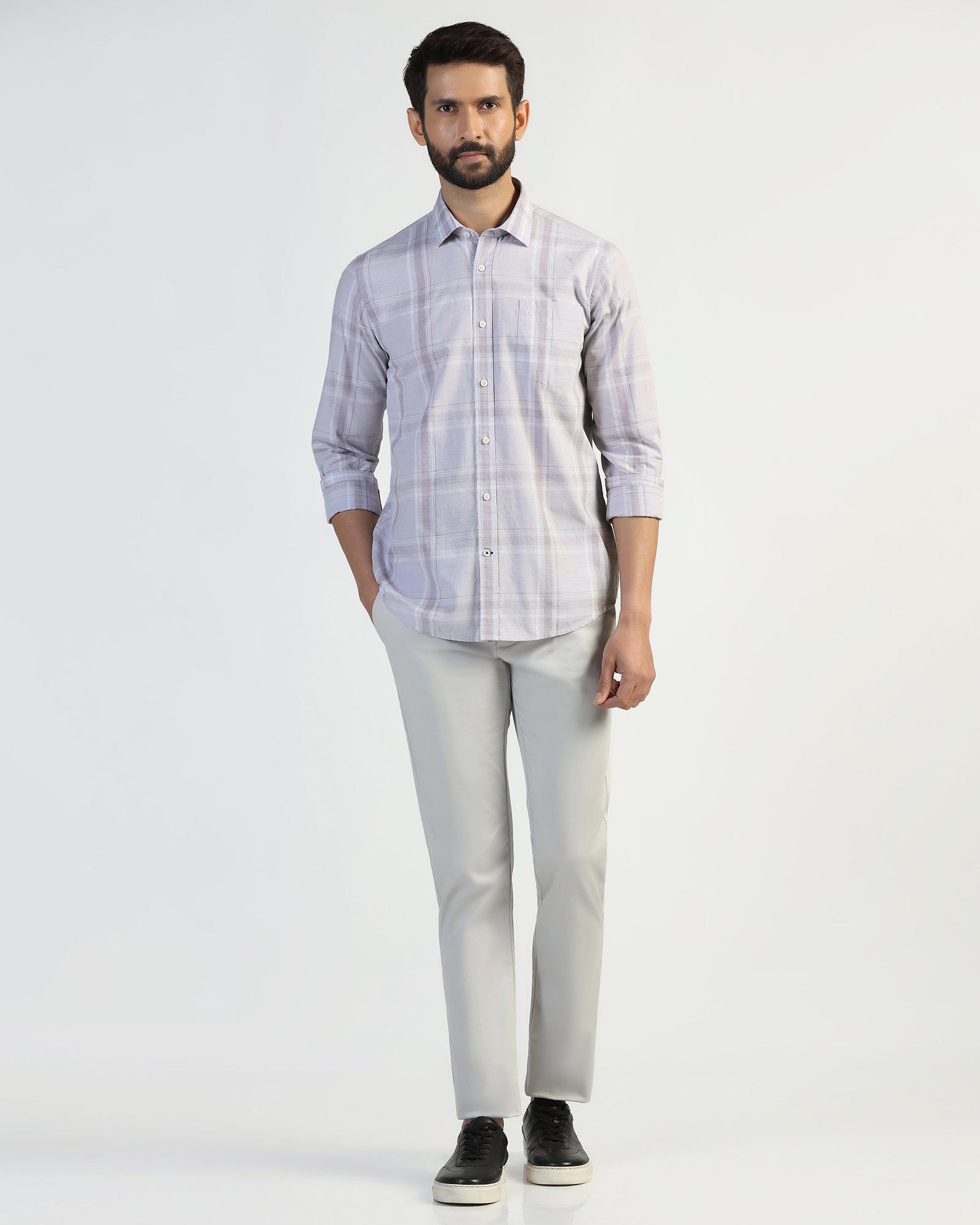 Casual Purple Check Shirt - Revon
