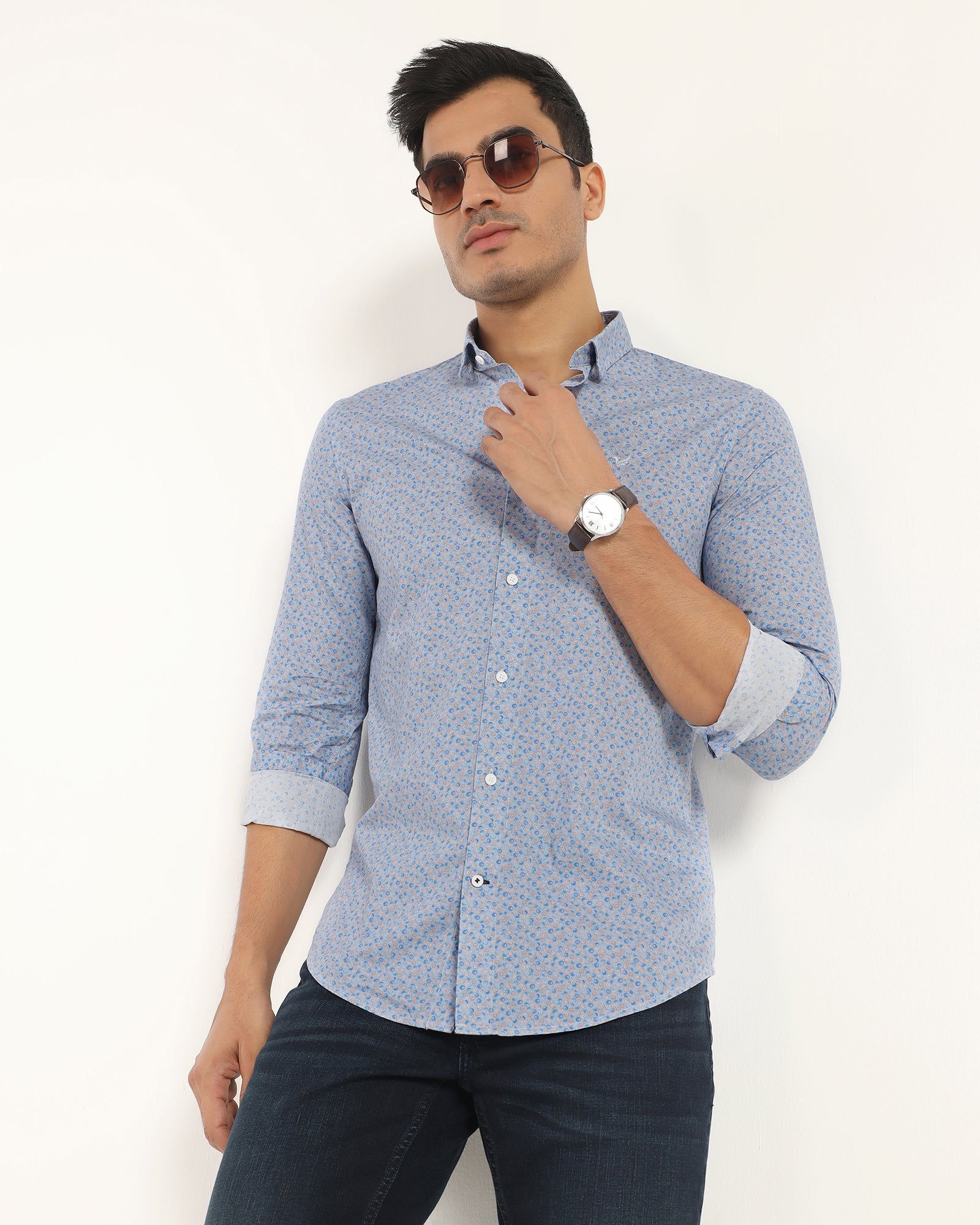 Casual Purple Printed Shirt - Ritsu