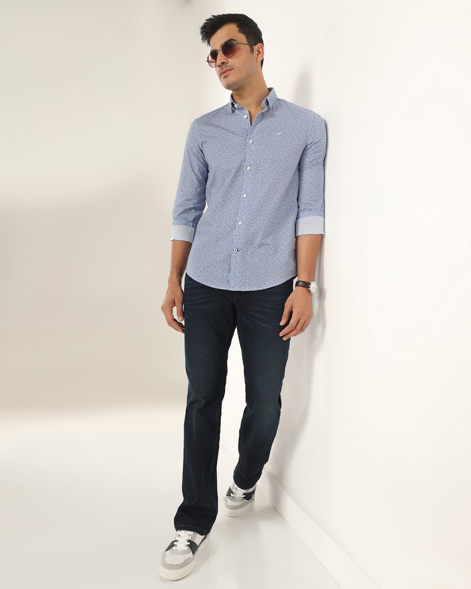 Casual Purple Printed Shirt - Ritsu