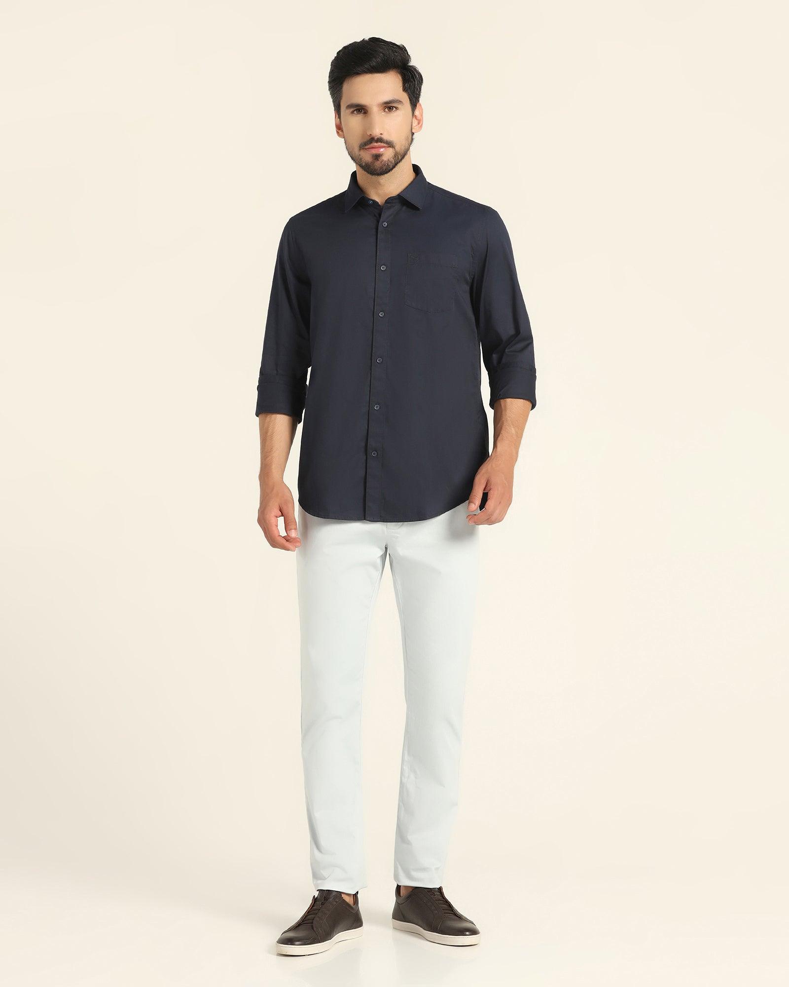 Casual Navy Solid Shirt - Mandy - Blackberrys