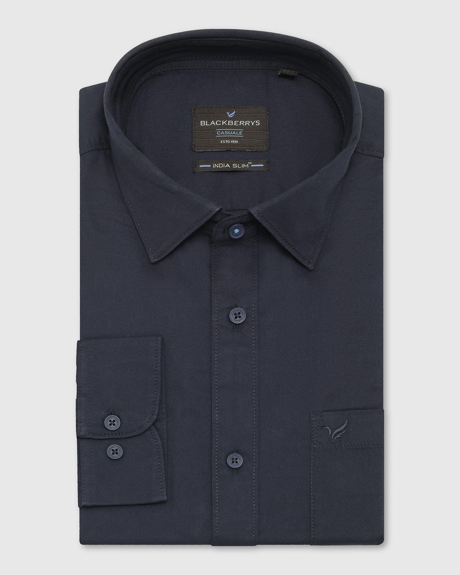 Casual Navy Solid Shirt - Mandy - Blackberrys