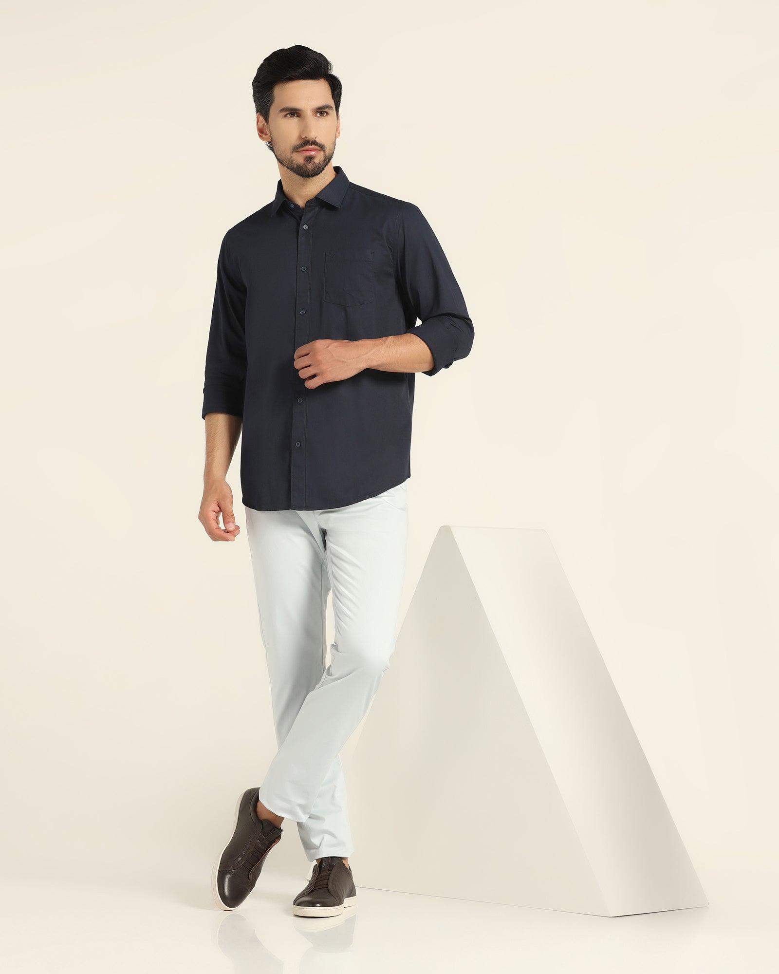 Casual Navy Solid Shirt - Mandy - Blackberrys