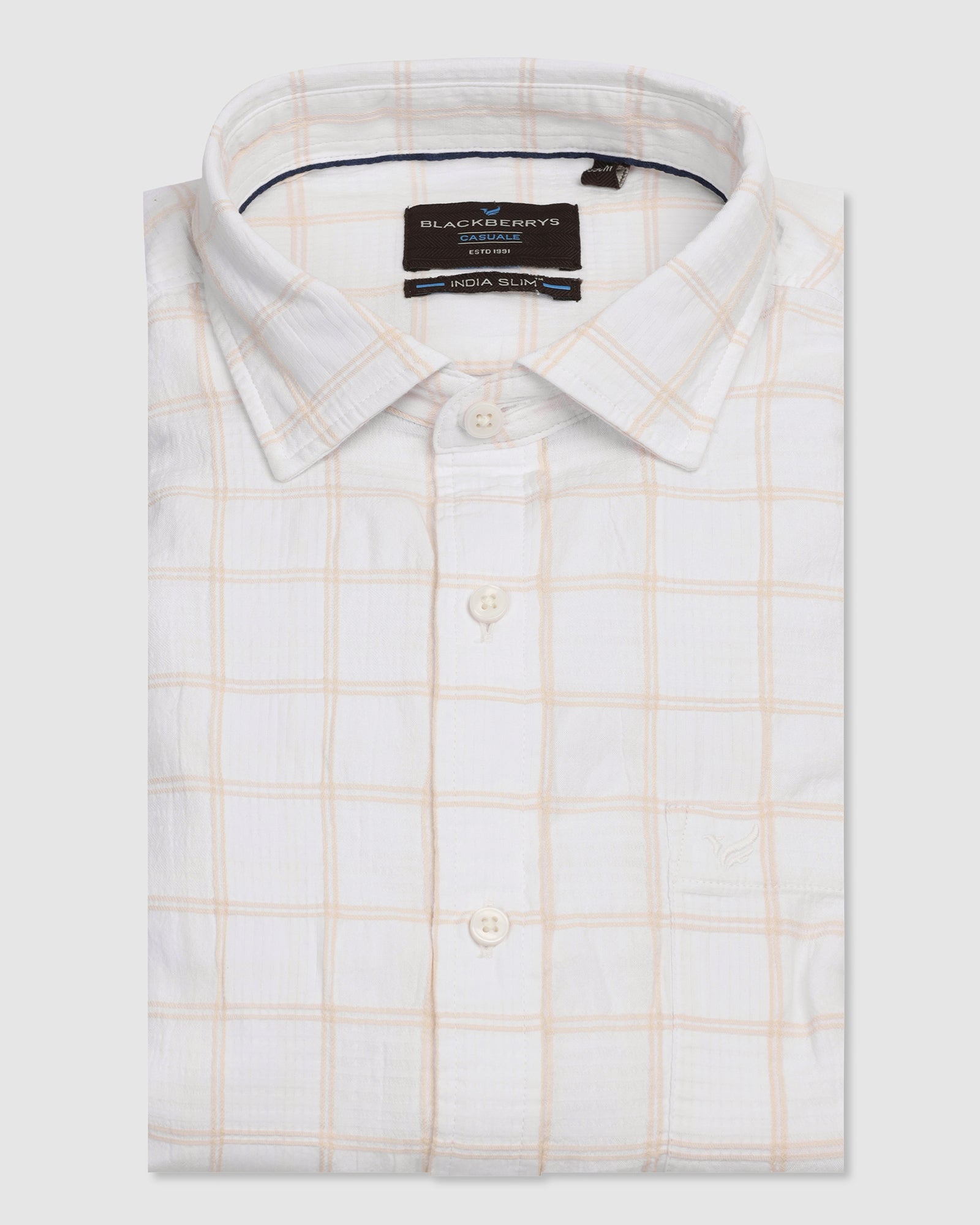 Casual White Check Shirt - Josen