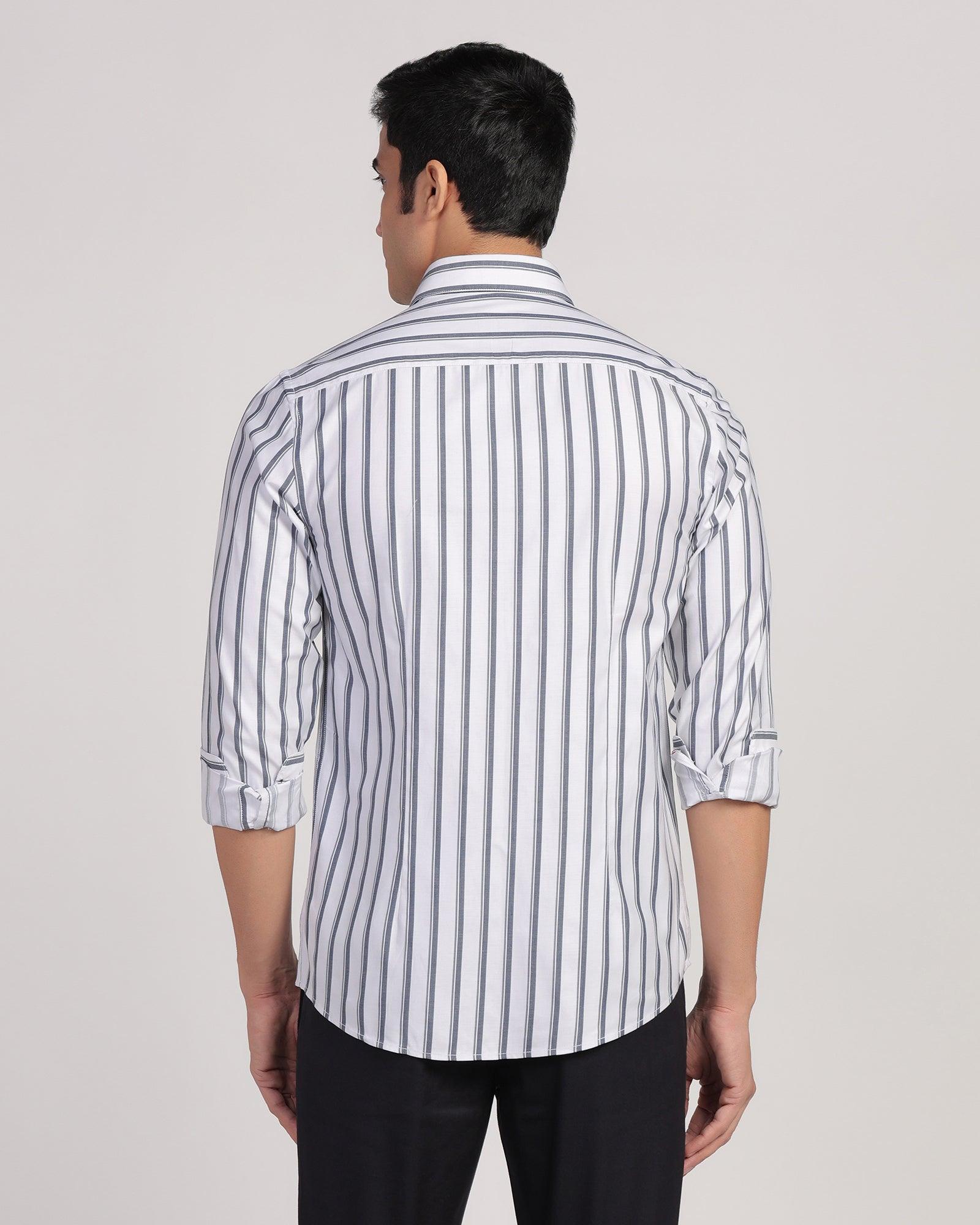 Casual White Stripe Shirt - Vegas - Blackberrys