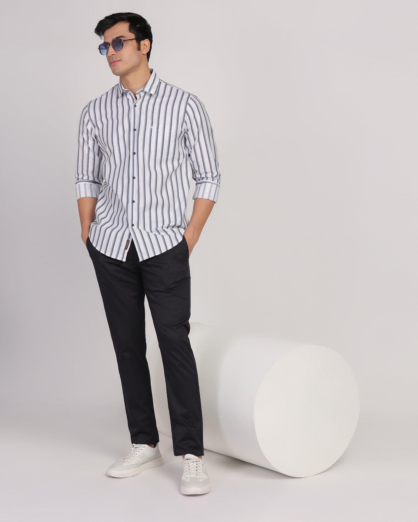 Casual White Stripe Shirt - Vegas - Blackberrys