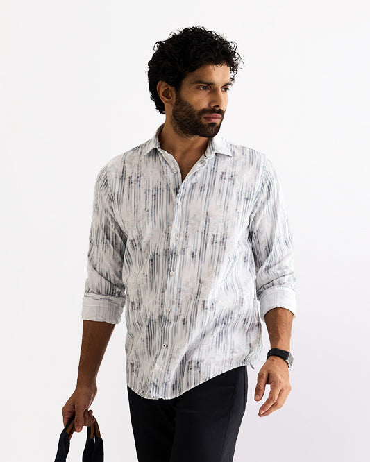 Casual White Printed Shirt - Pacom